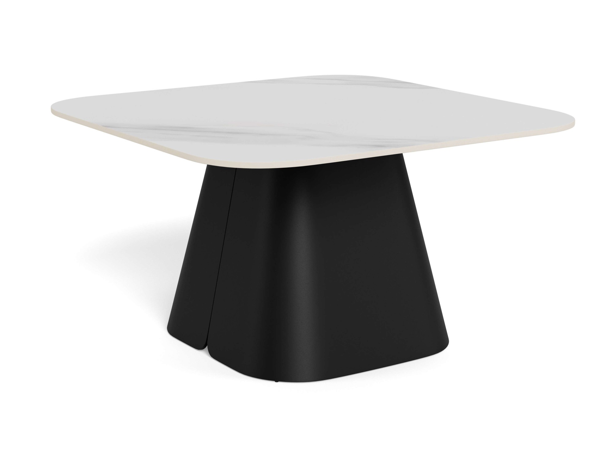 ACTONA GROUP Couchtisch »Salinas, Sofatisch, Tisch, Beistelltisch« B/T/H: 80x80x48 cm,  weisse Keramikplatte, abgerunde Ecken, schwarzer Stahlfuss