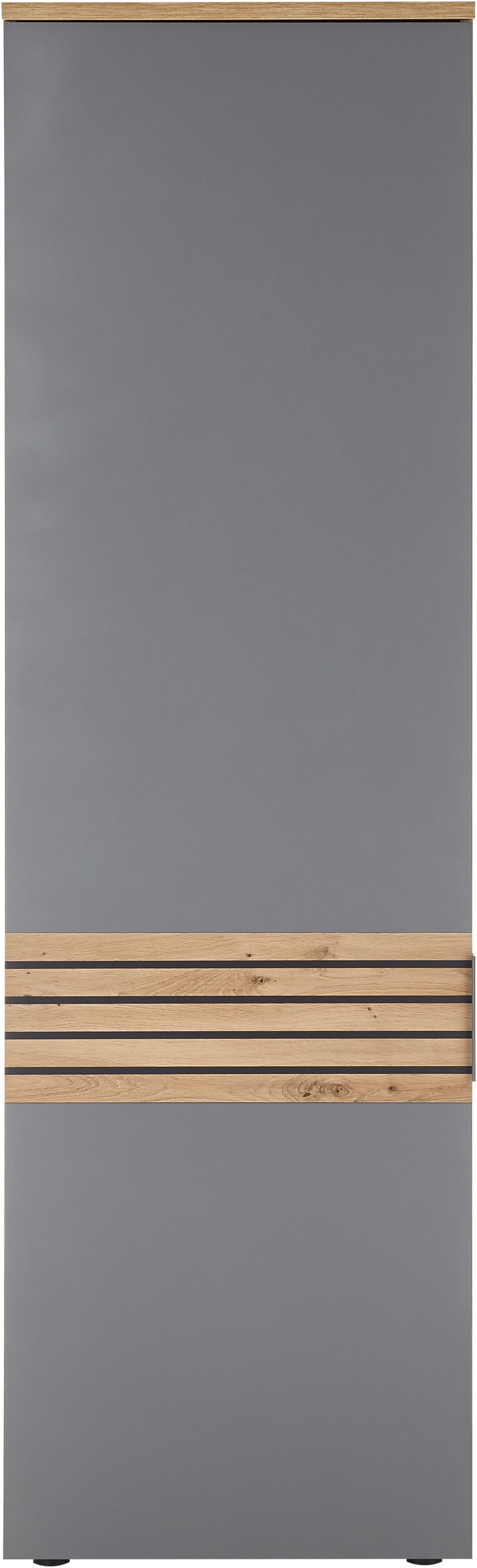 HBZ Garderoben-Set »5-tlg. Eiche Stripes Optik Flurgarderobe Stellmass BxHxT 260x197x38 cm«, (5 St.), Mit Schuhkommode, Hochschrank, Bank, Paneel, Spiegel