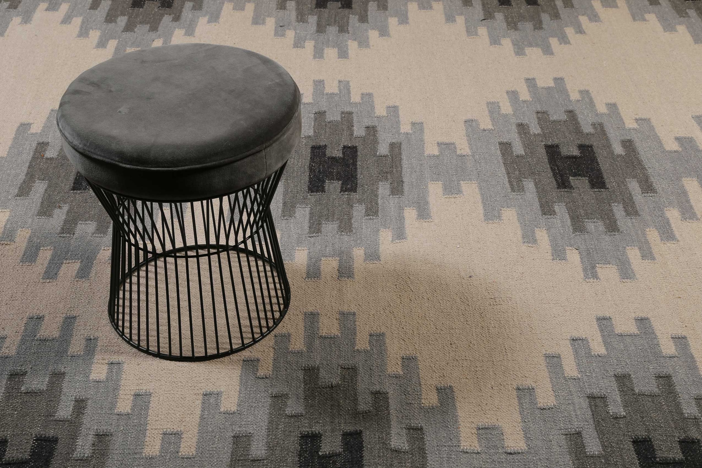 Green Looop Wollteppich »Belle« rechteckig 5 mm Höhe Fransen, Kelim, handgewebt, Natur, Wohnzimmer, Schlafzimmer, Raute