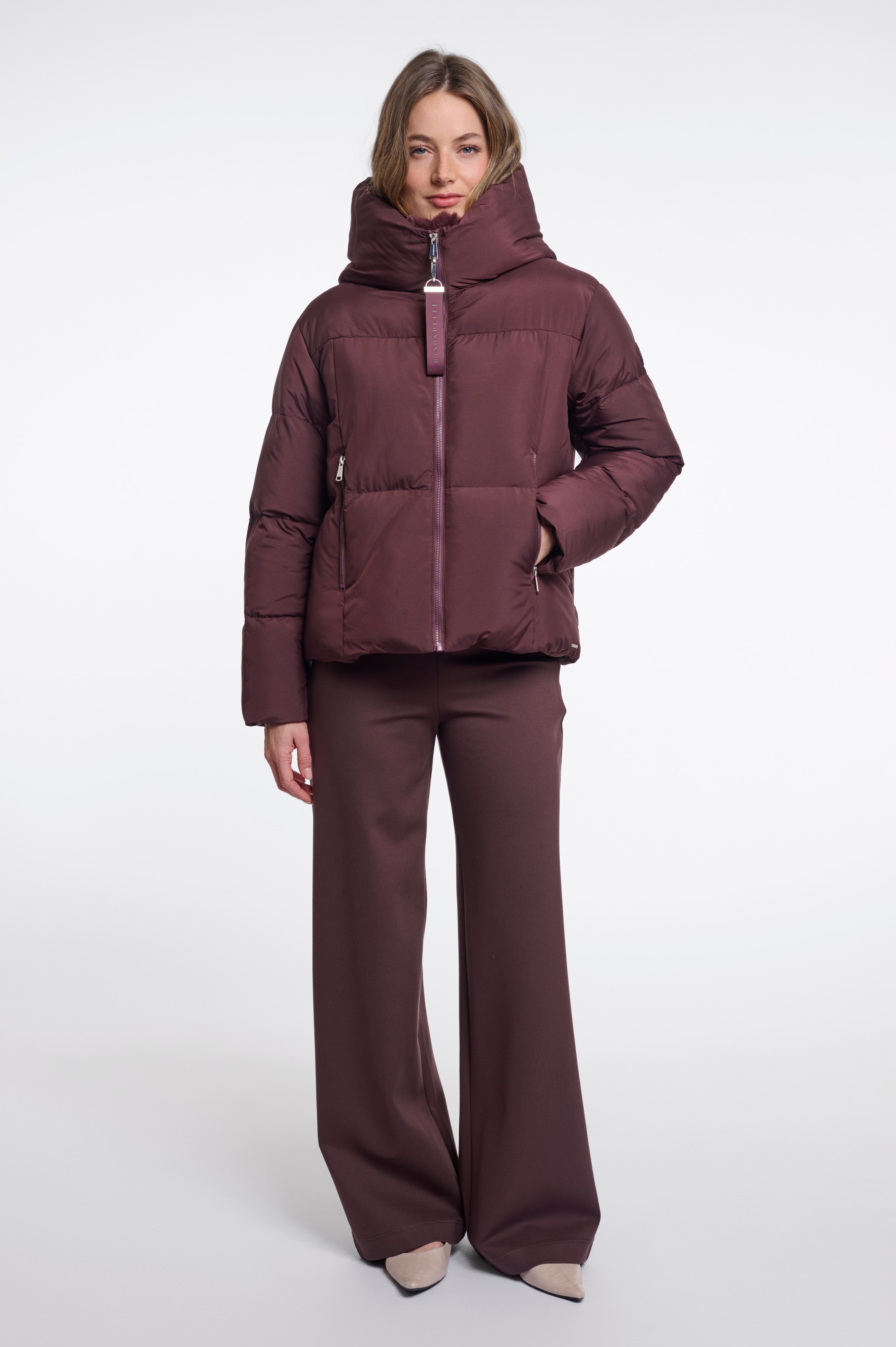 Rino & Pelle Manteau matelassé Veste matelassée courte avec capuche et imitation fourrure
