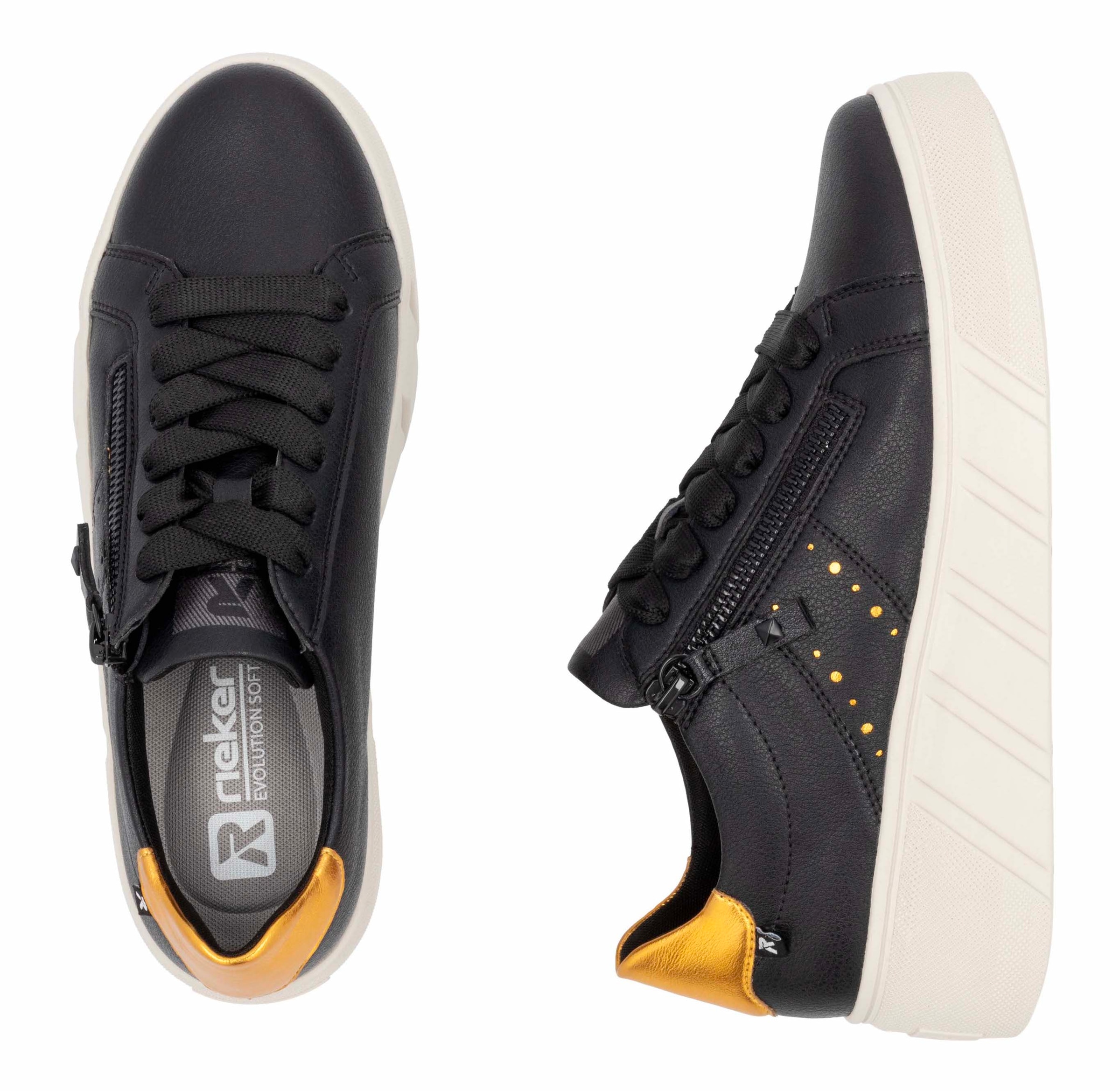 Rieker EVOLUTION Plateausneaker, Freizeitschuh, Halbschuh, Schnürschuh mit zusätzlichem Reissverschluss
