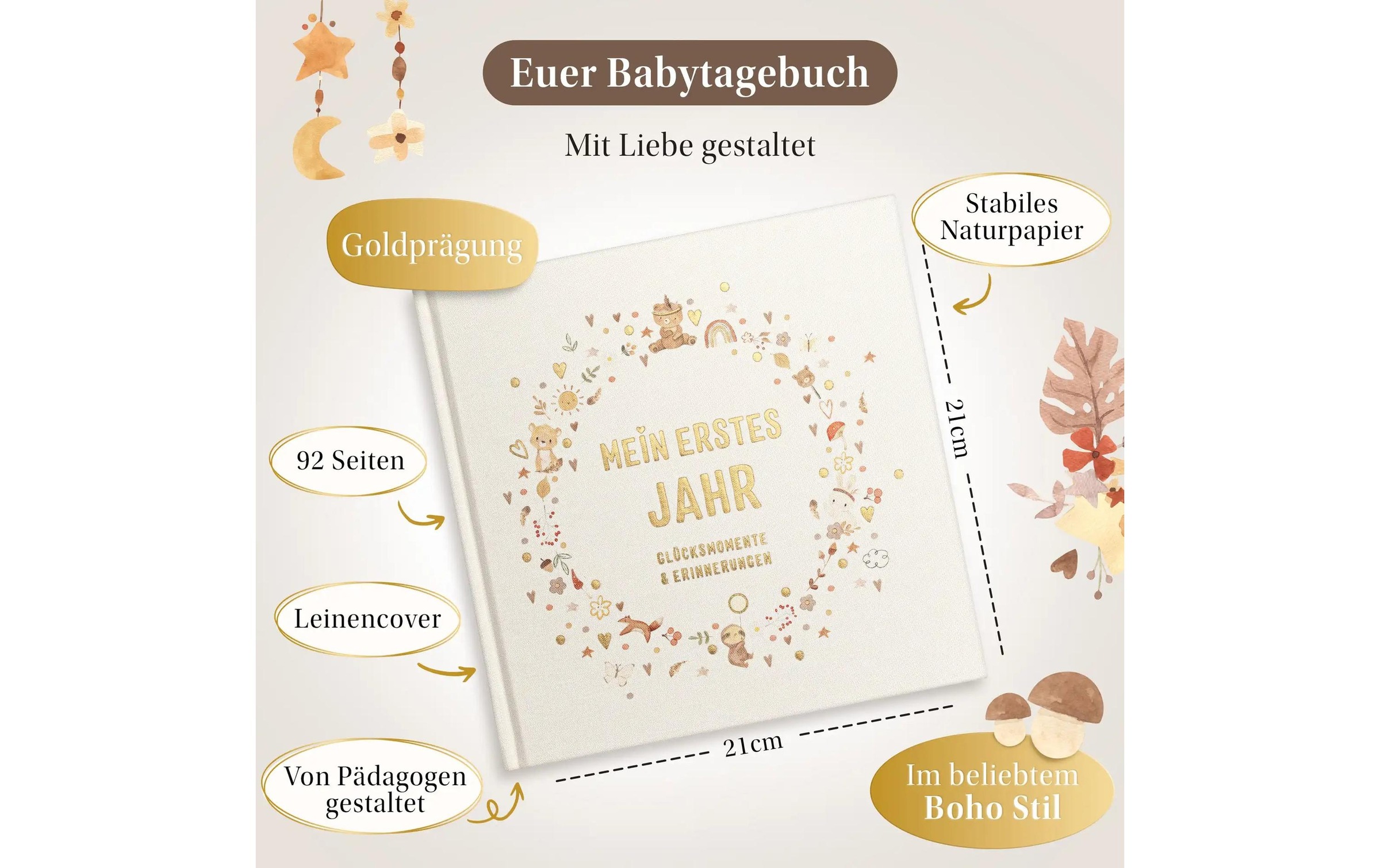  Fotoalbum »Eulentaler Boho Gold Leinen, 92 Seiten«