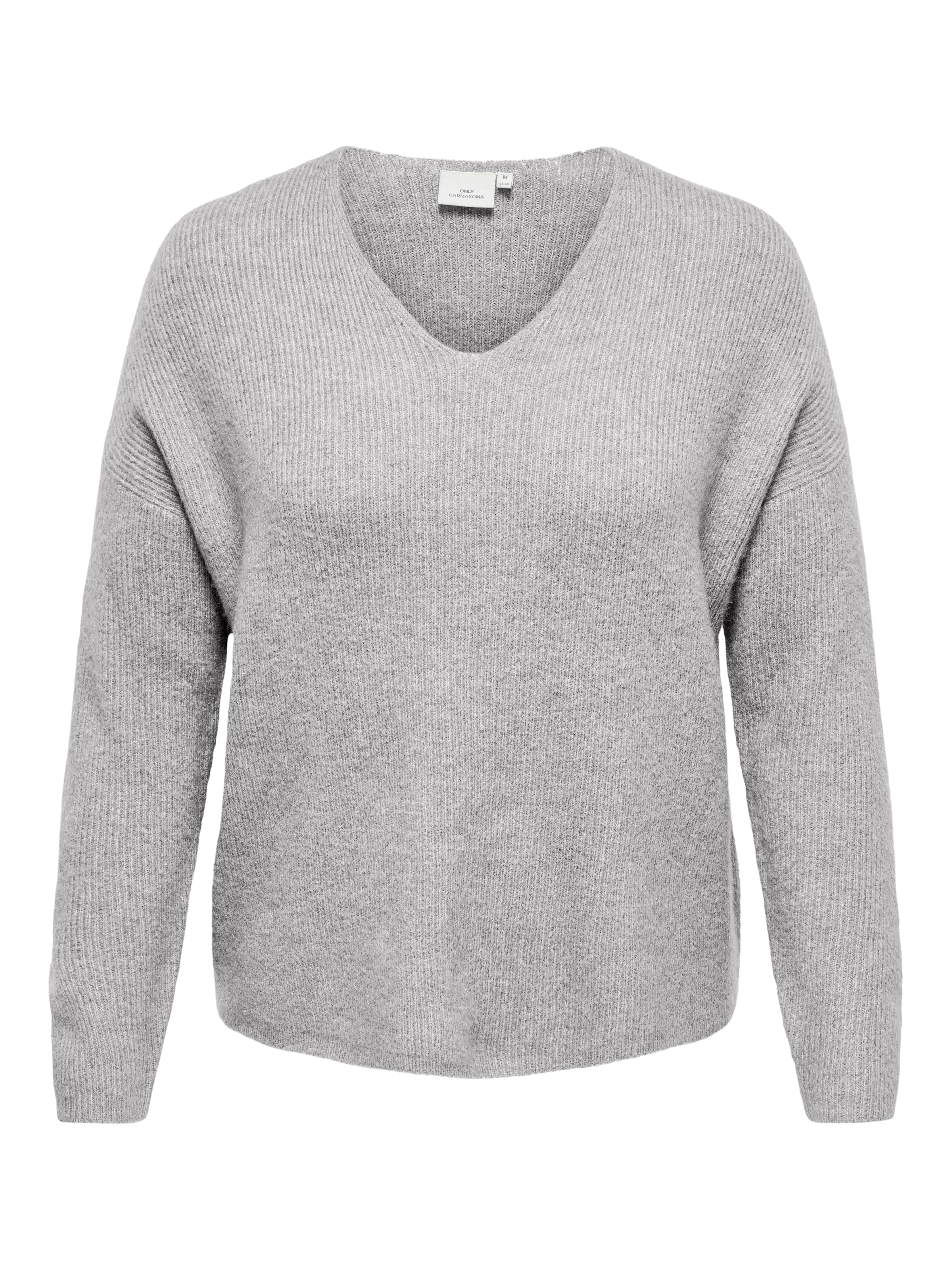 ONLY CARMAKOMA Strickpullover »CARCAMILLA V-NECK L/S PULLOVER KNT NOOS« Materialmix