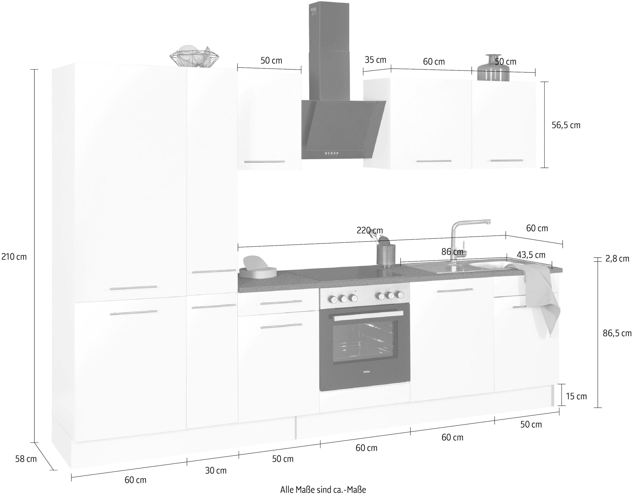 wiho Küchen Küchenzeile »Ela«, Breite 310 cm, Soft-Close-Funktion, höhenverstellbare Füsse