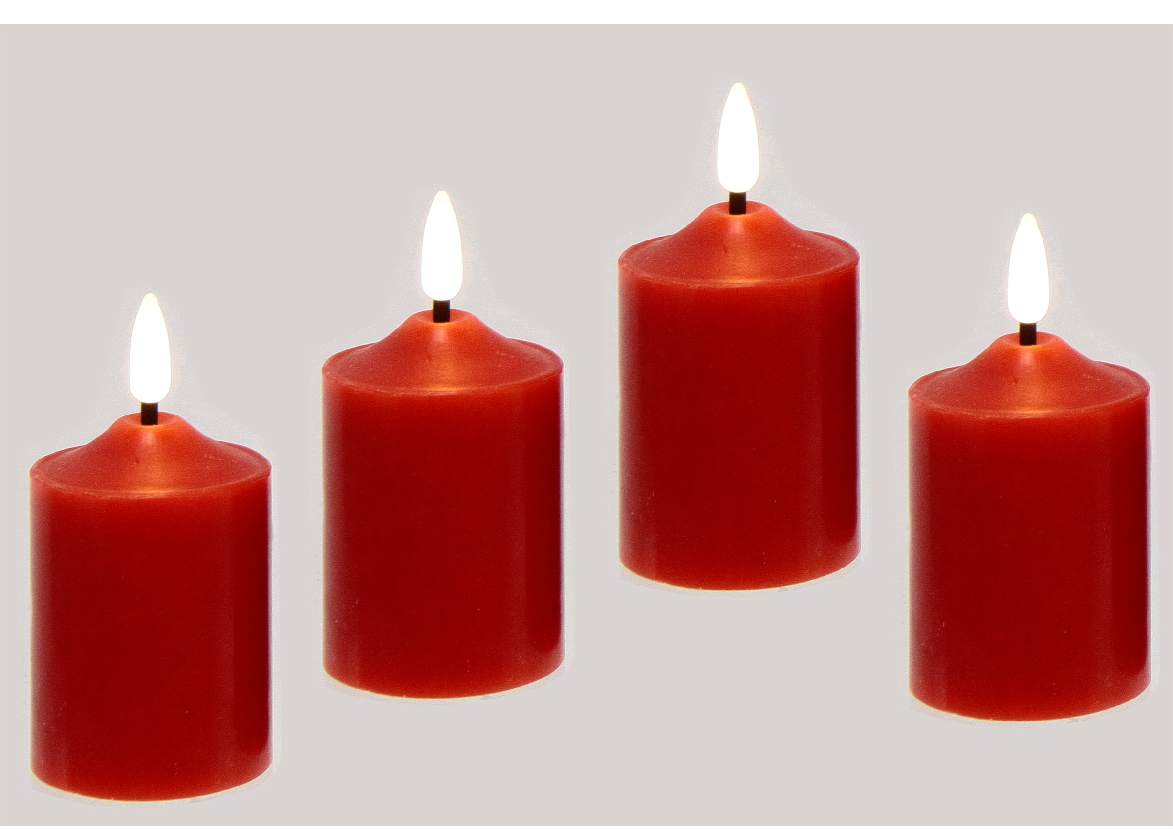 I.GE.A. LED-Kerze »Kerzen 4er Set« aus Echtwachs Deko Stumpenkerze Adventskerze Adventskranz