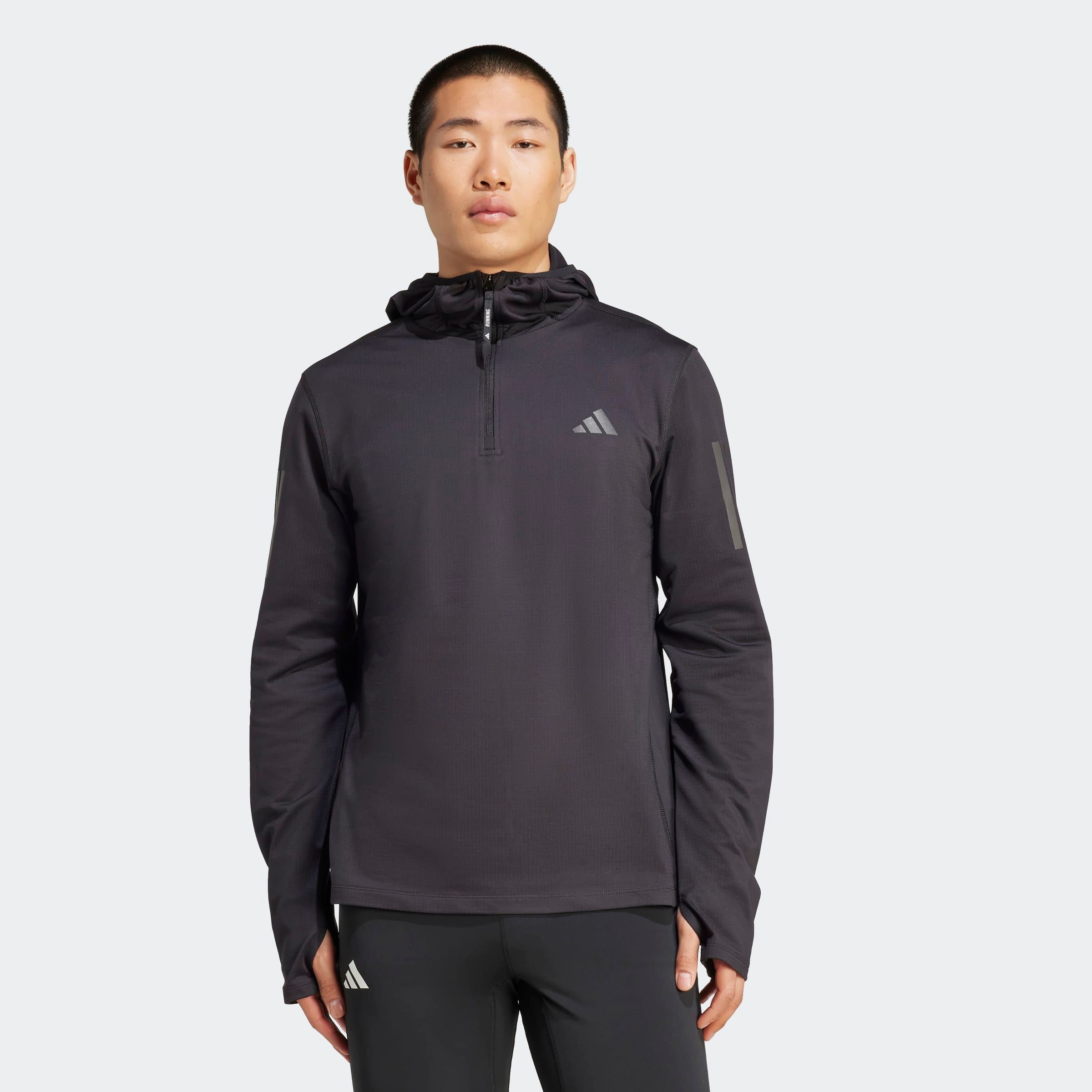 Image of adidas Performance Laufshirt "OWN THE RUN WINTERIZED HOODIE MIT HALBEM REISSVERSCHLUSS"