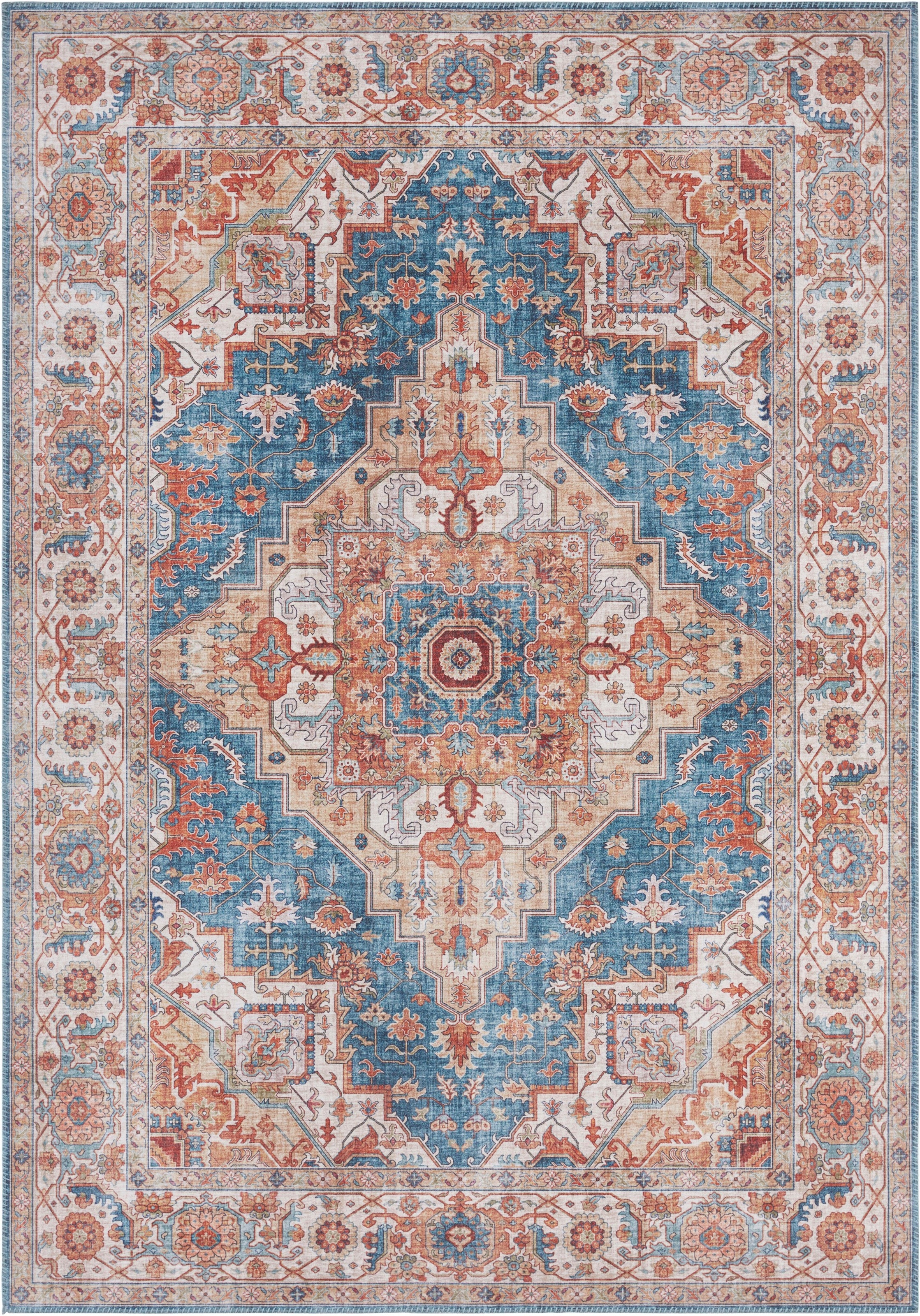 Image of NOURISTAN Teppich »Sylla«, rechteckig, 5 mm Höhe, Klassischer Teppich, Orient Optik, Vintage Design, Gekettelt, Wohnzimmer, Schlafzimmer, Robust, Pflegeleicht bei Ackermann Versand Schweiz