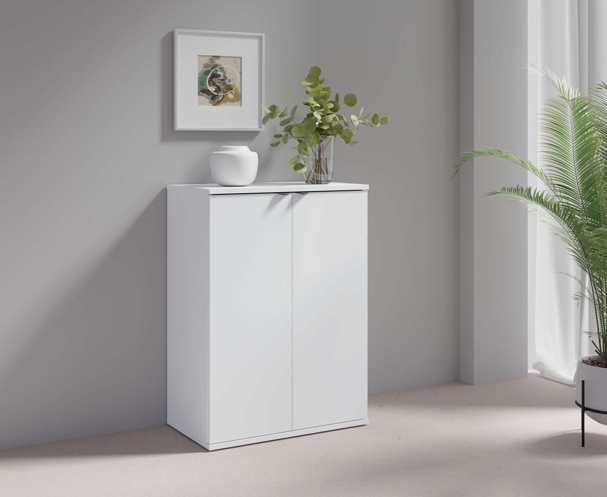 Image of Home affaire Kommode "THALIANA Sideboard mit 2 Türen, modernes Design, Breite 60 cm" Schrank in 3 Farben erhältlich, schwarze Metallgriffe, viel Stauraum