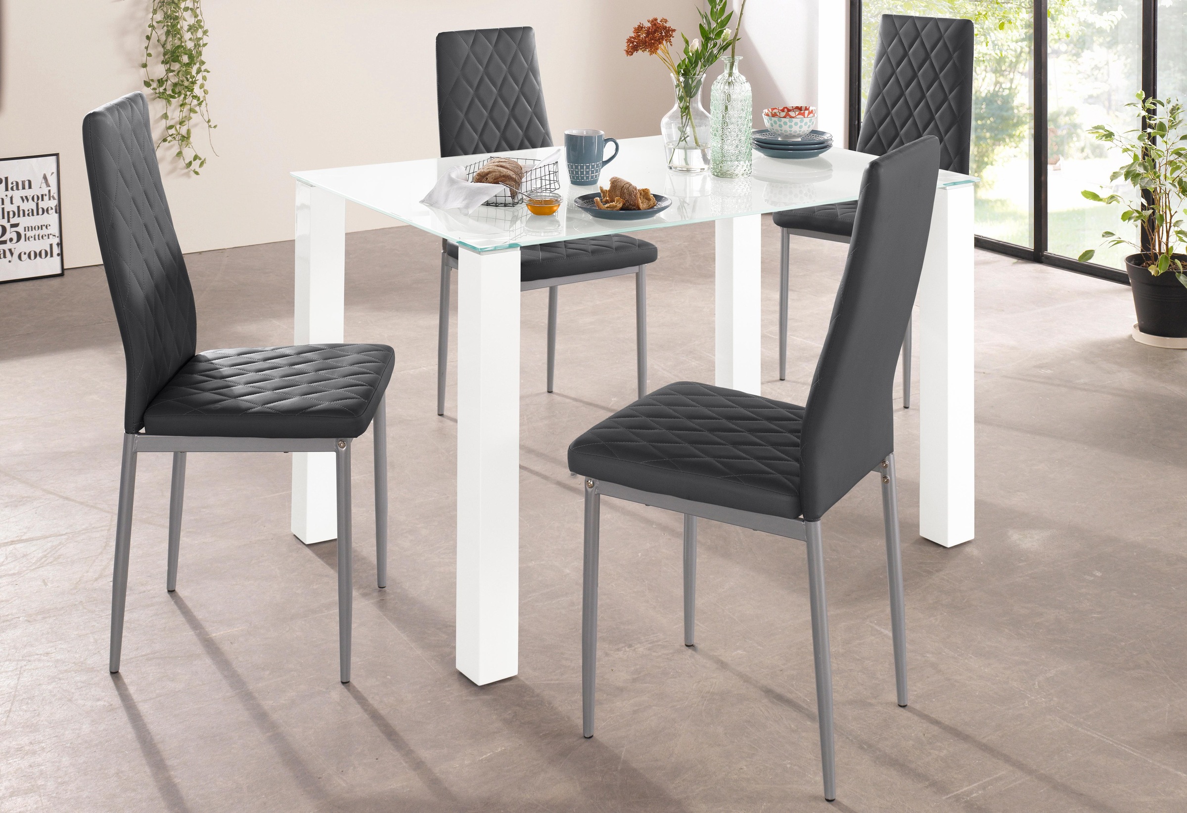 Image of GOODproduct Essgruppe Set, Set: Glastisch, Breite 120 x 80 cm mit 4 Stühlen