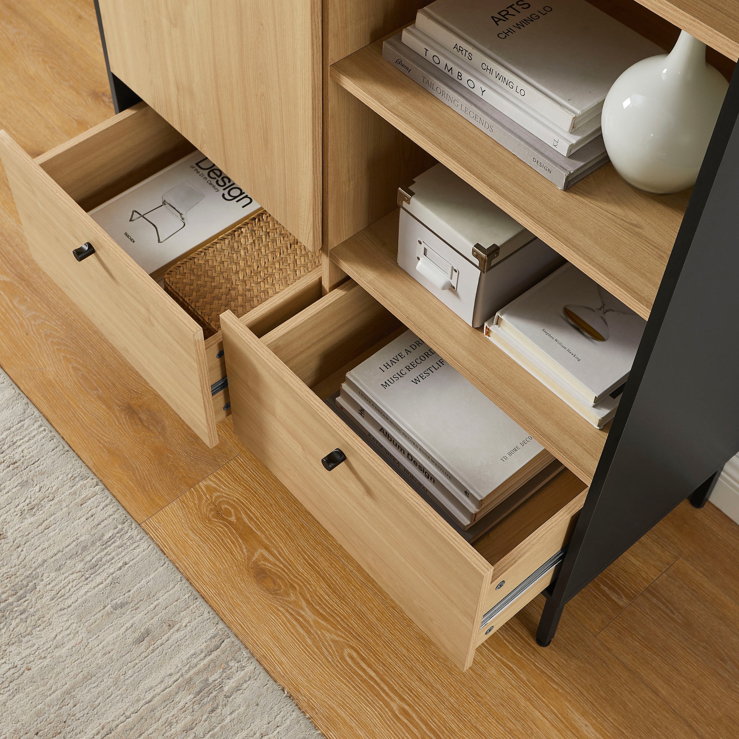 GOODproduct Highboard »Tayler« pflegeleichte Melaminoberfläche, Metallgestell, Breite 100 cm