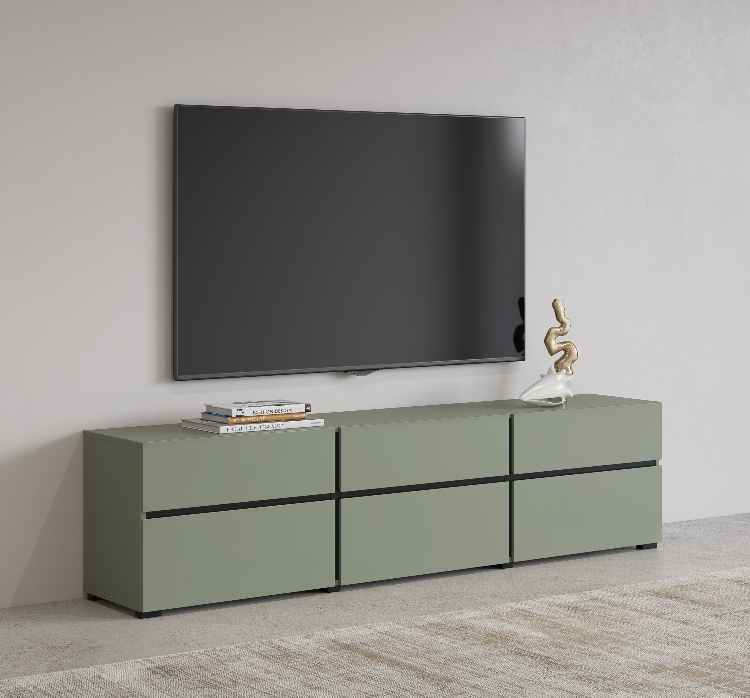Image of GOODproduct Lowboard "Cross, moderne grifflose TV-Kommode,3 Klappen/3 Schubkästen" Breite 180 cm, TV-Schrank mit viel Stauraum, TV-Board