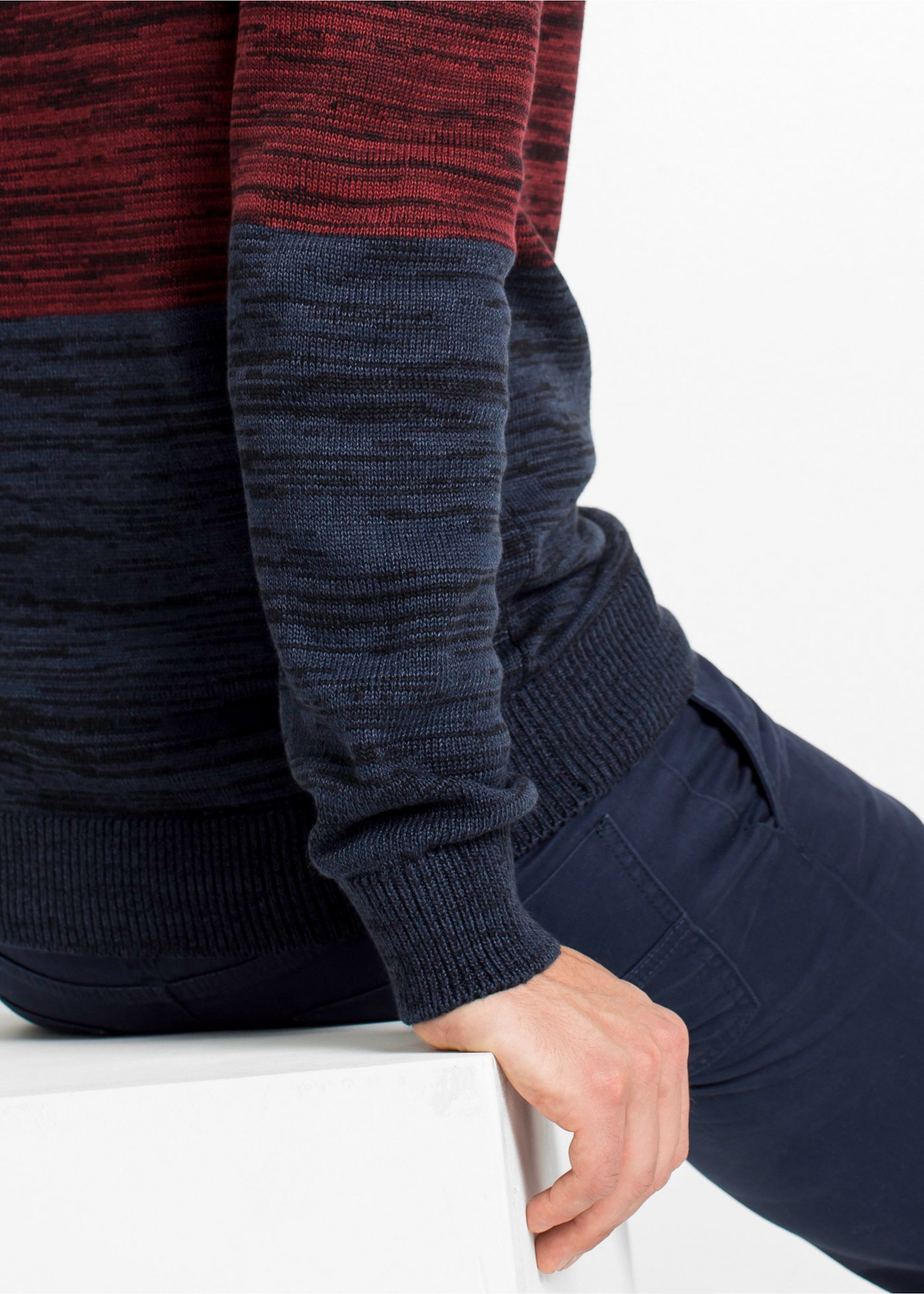 bonprix Strickpullover aus Baumwolle und Polyacryl, mit Kapuze, Regular Fit, mehrfarbig