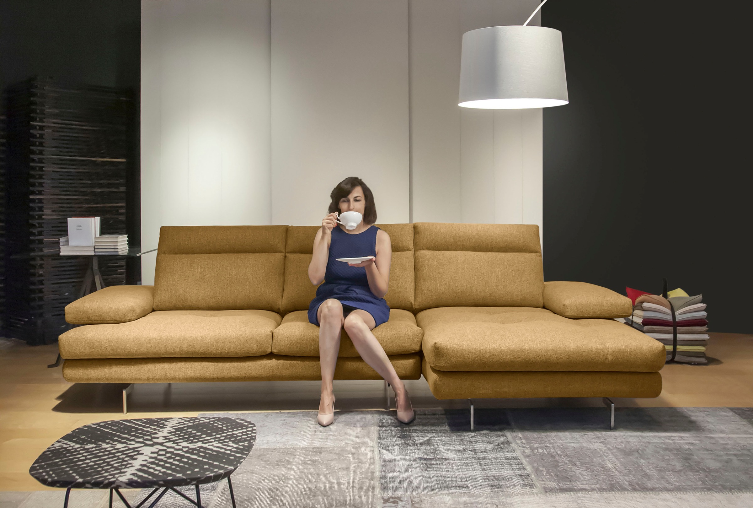 CALIA ITALIA Canapé d'angle »Toby Wing, B/T: 278/153 cm, Designsofa mit hohem Sitzkomfort, L-Form« inklusive Sitztiefenverstellung, Füsse in chrom glänzend