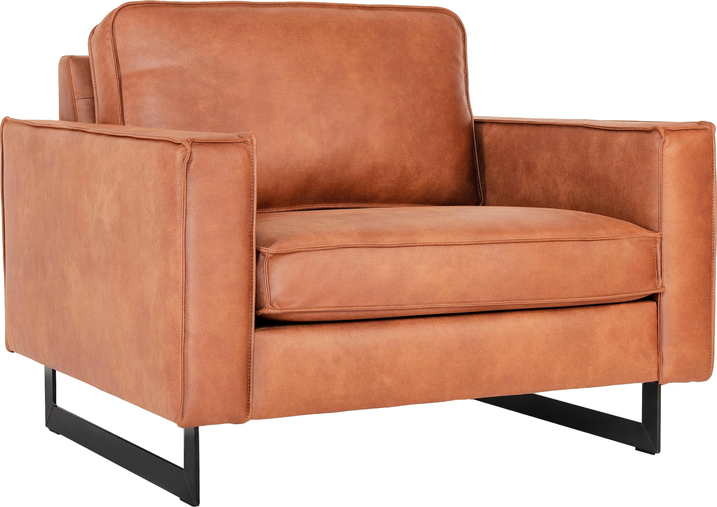 Places of Style Loveseat »Pinto 105 cm, Cord, Chenille, Lederoptik«, mit Keder, Metallfüssen und auch in Cord Bezug erhältlich
