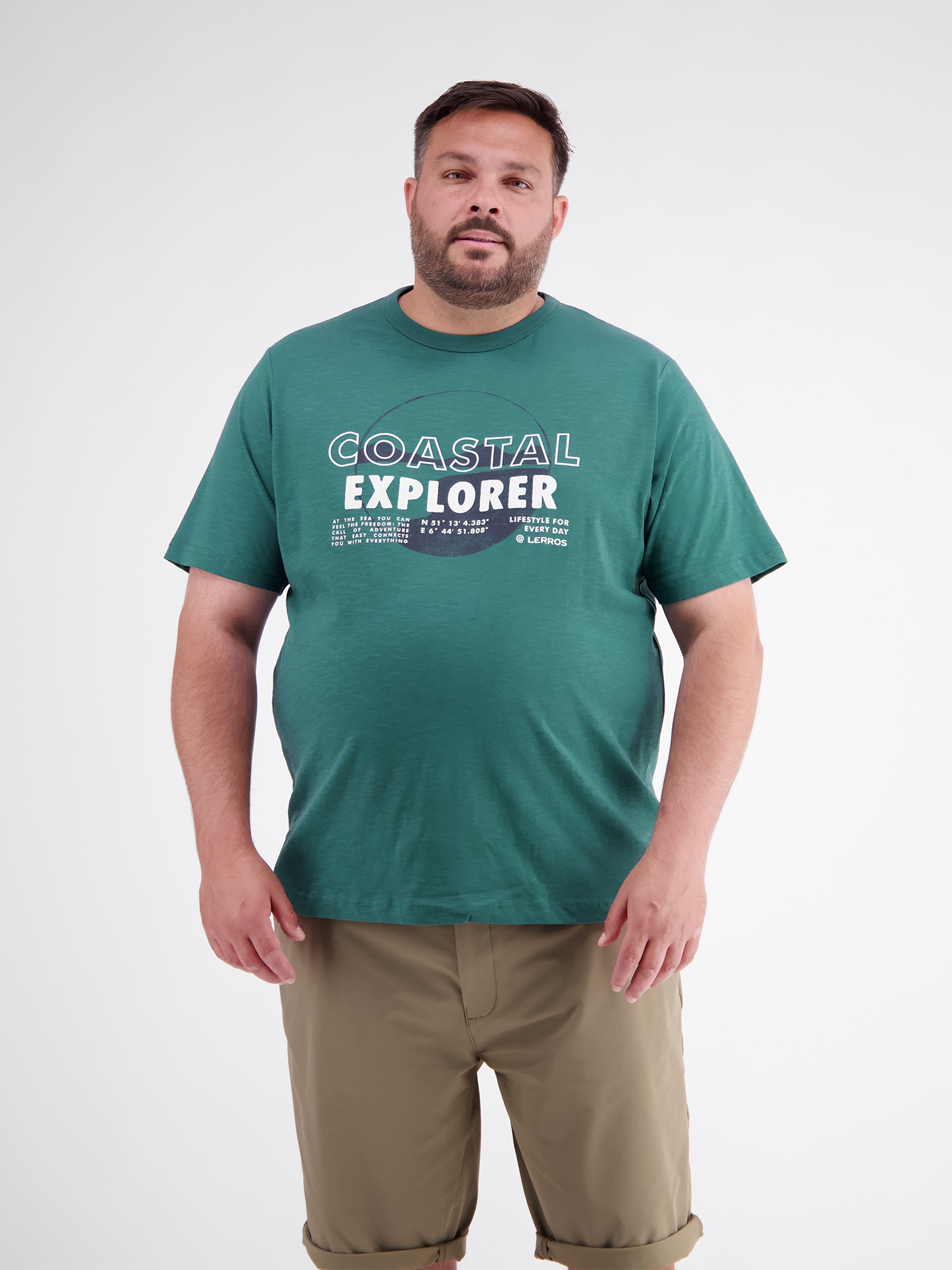 Image of LERROS T-Shirt "T-Shirt mit O-Neck in grossen Grössen"