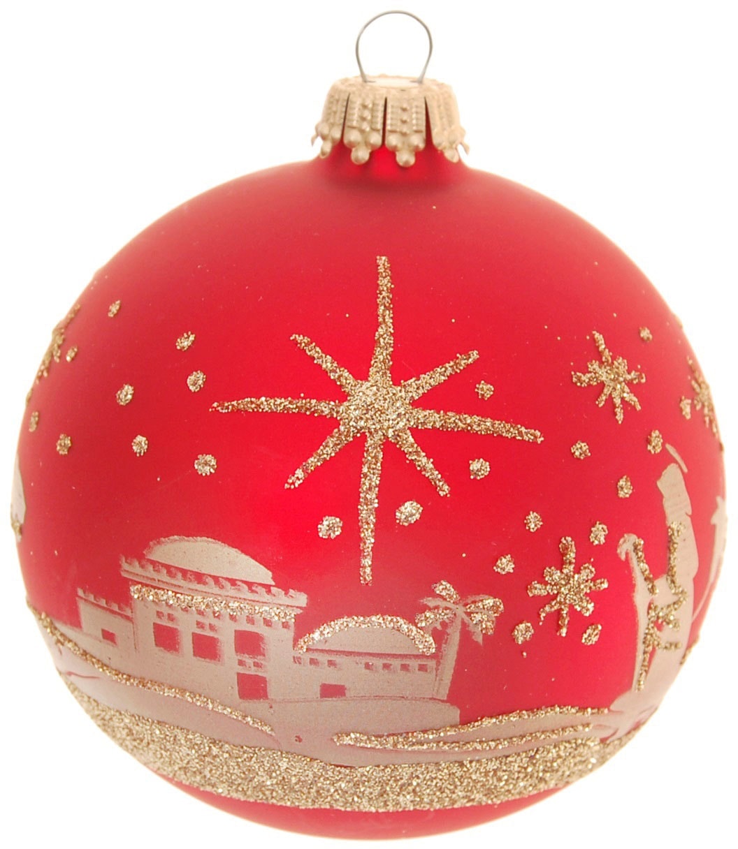 Krebs Glas Lauscha Weihnachtsbaumkugel »Bethlehem Xmas Night, 8 Kugeln, 1 Taler mit Komet & Stern, 8 cm« Weihnachtsdeko, Christbaumschmuck, Christbaumkugeln aus Glas