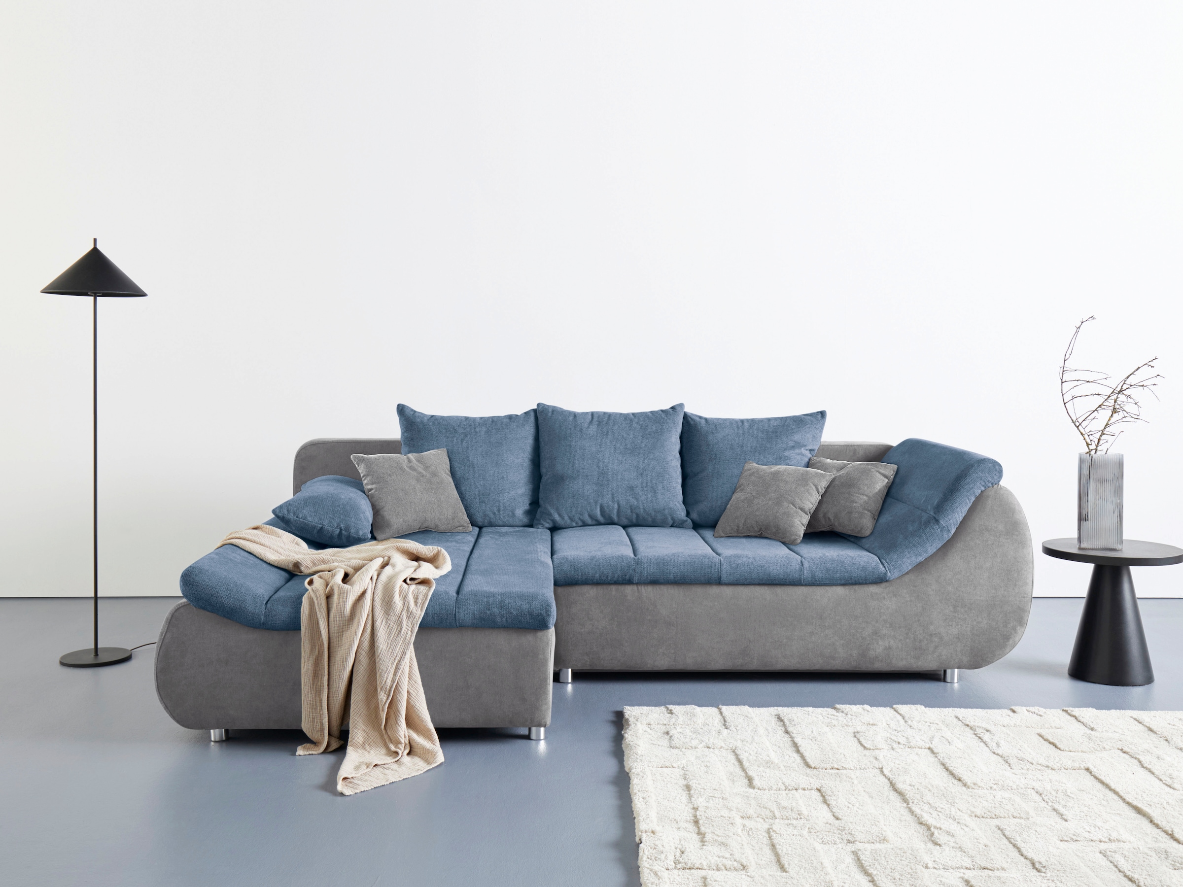 Image of Home affaire Ecksofa "Imola, elegant und modern, aktuelle Steppung im Sitz, bequem, L-Form" frei im Raum stellbar, wahlweise mit Bettfunktion und Bettkasten