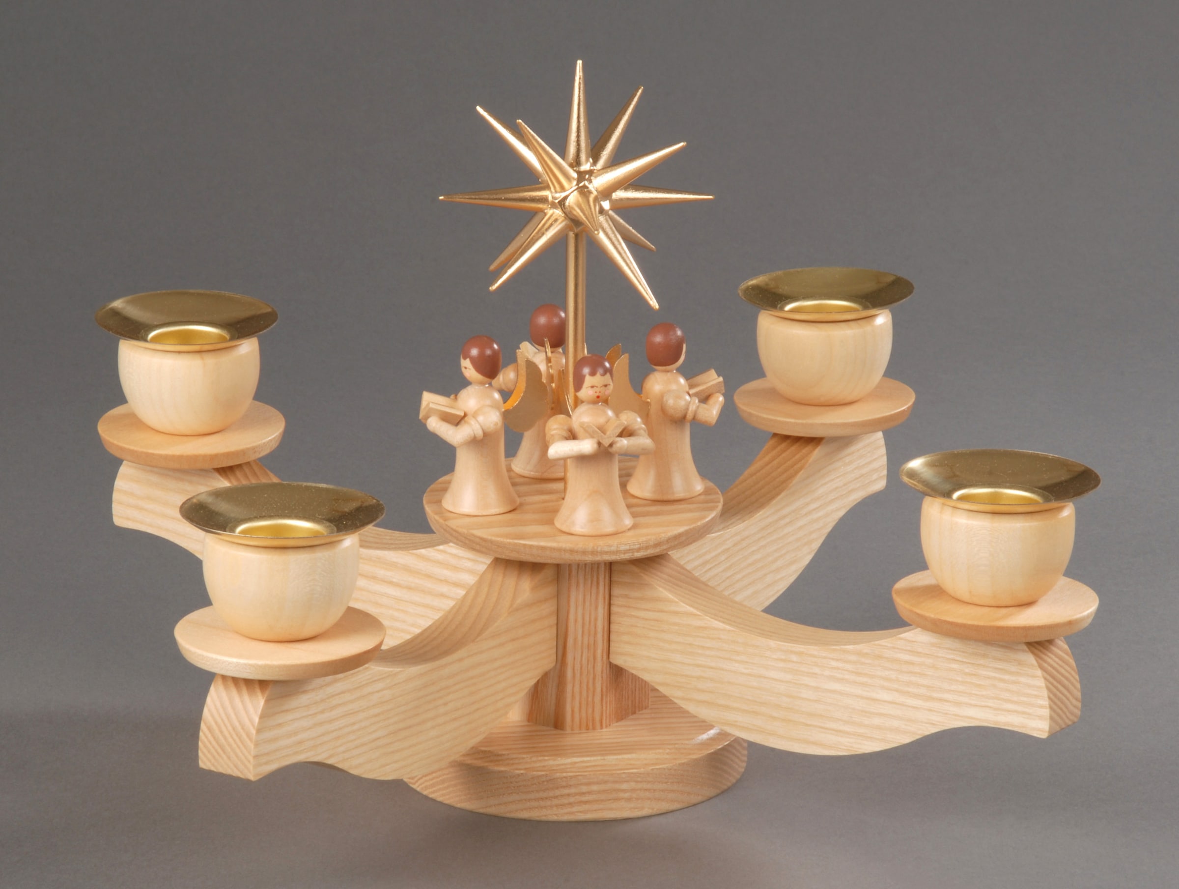 Albin Preissler Adventsleuchter "mit Engelsfiguren, Handwerkskunst aus dem Erzgebirge" Weihnachtsdeko aus Holz