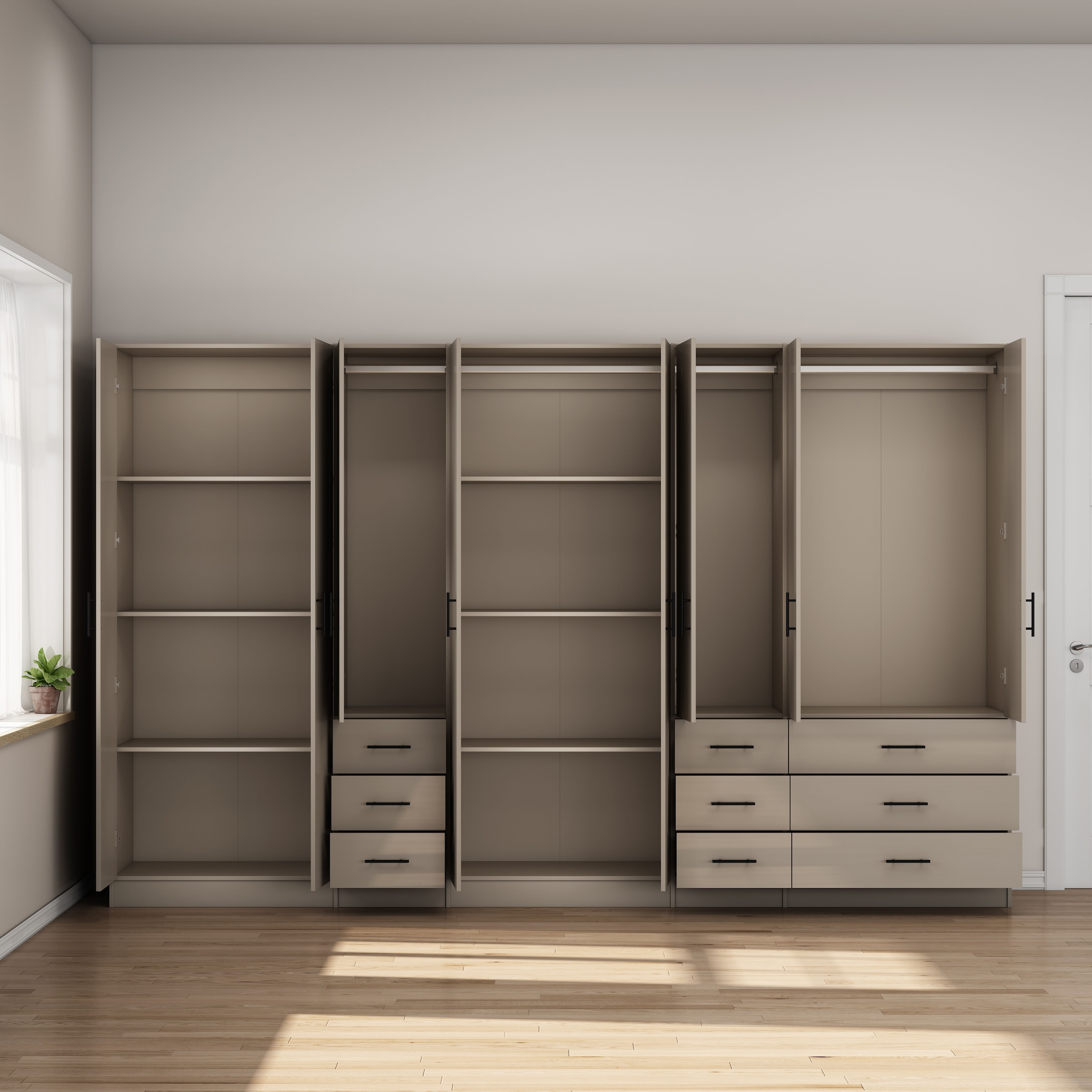 GOODproduct Kleiderschrank »Trento Schlafzimmerschrank Garderobe hochglanz« Schrank mit 8 Türen und 9 Schubladen, hochglänzende Fronten