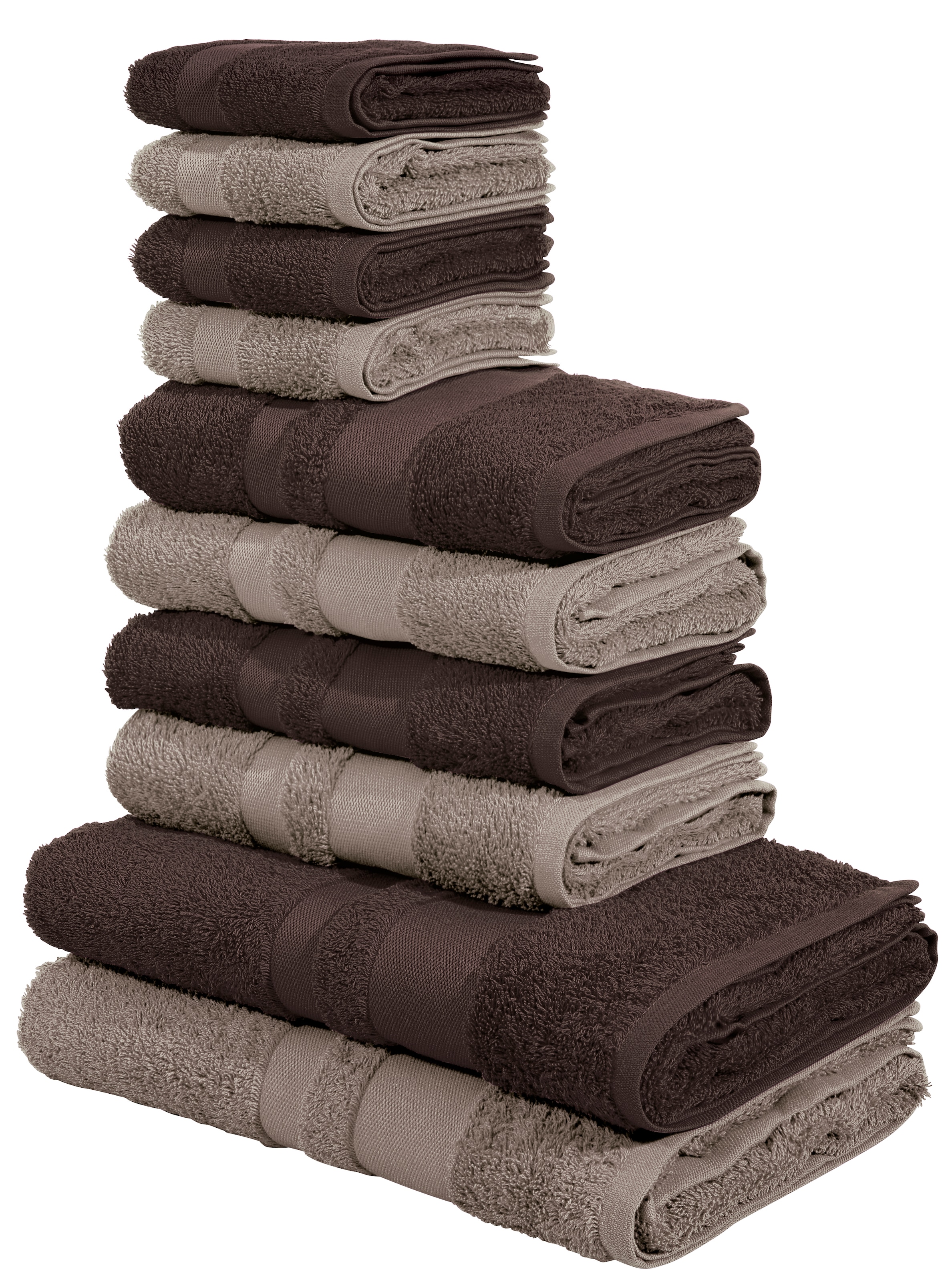 Image of GOODproduct Handtuch Set "Vanessa, 10-tlg Handtuch-Set, weich, in Standard- und Premium-Qualität" Set 10 tlg. Walkfrottee 100% Baumwolle, Duschtücher, Handtücher, Gästetücher, mit Bordüre