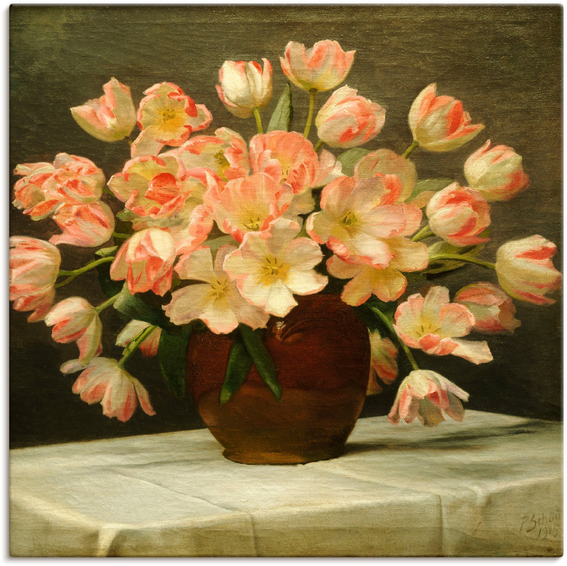 Image of Artland Leinwandbild "Tulpen in einer Vase. 1915" Blumen 1 Stk. tlg. auf Holzrahmen gespannt