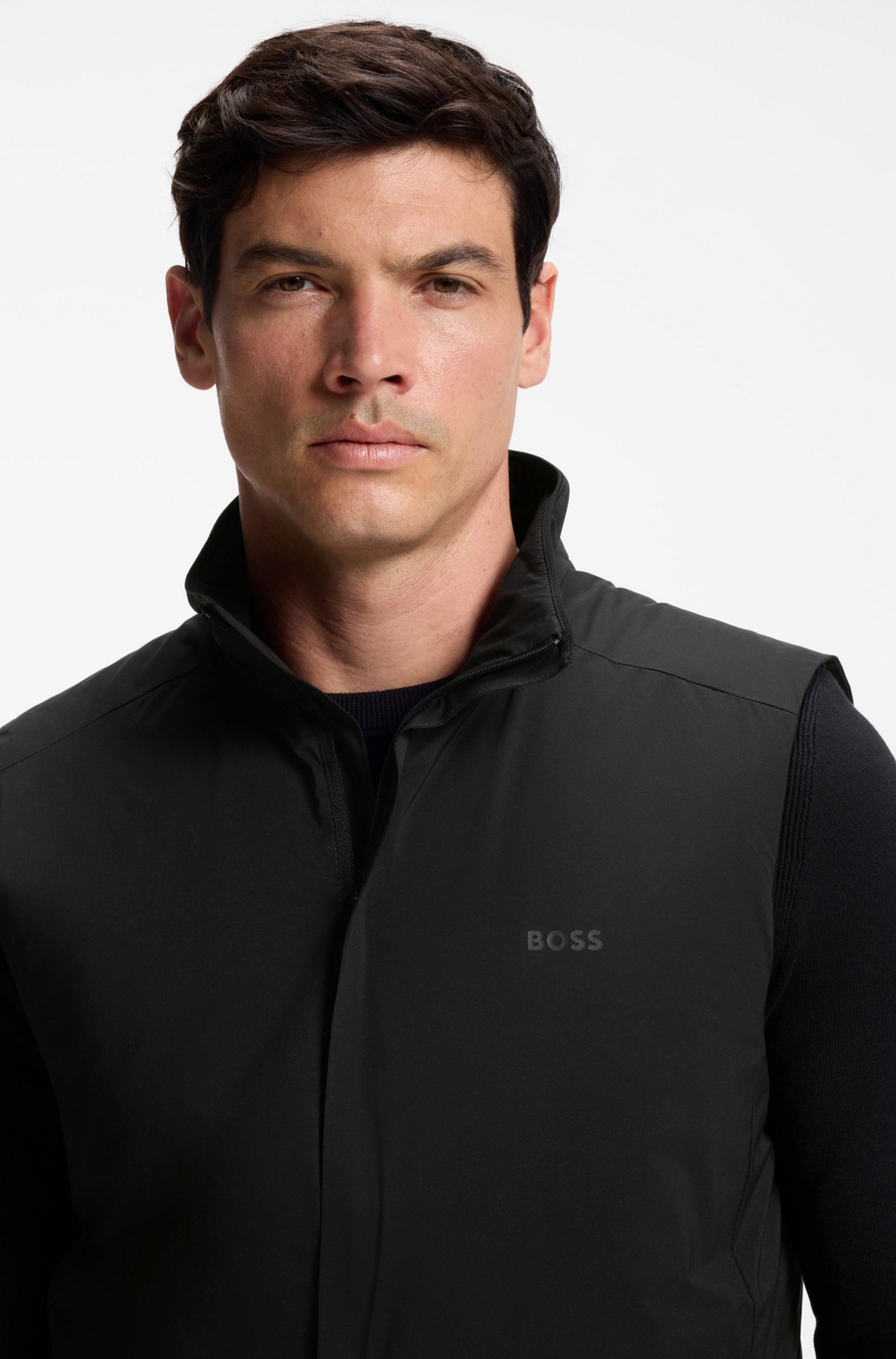 BOSS GREEN Gilet fonctionnel coupe régulière, tissu stretch 4 directions, ouate stretch highloft