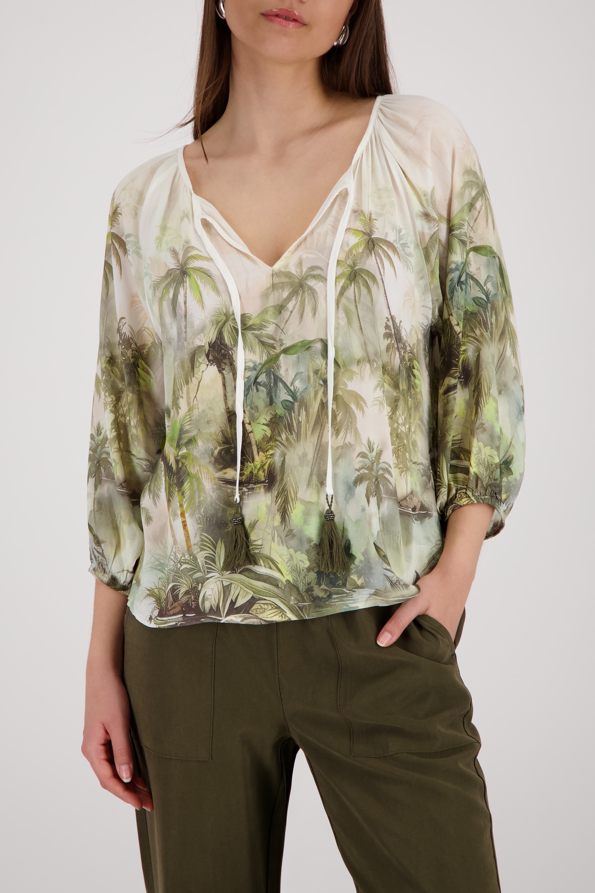 Image of Monari Schlupfbluse "Bluse Tropical Allover" Regular fit mit tropischem Print