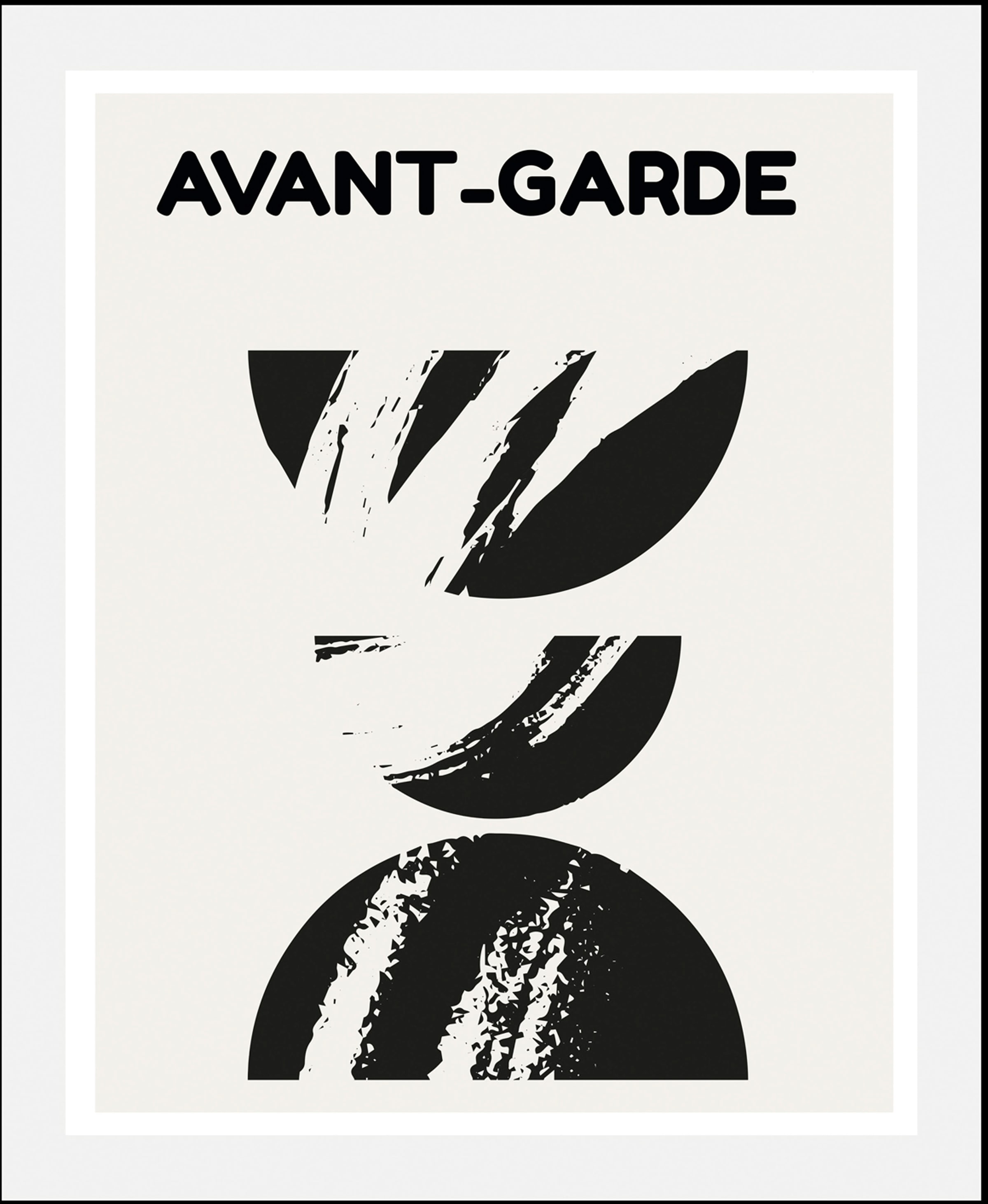 Image of queence Bild "Avant-Garde II" Abstrakt Kunst Schriftzug Schwarz-Weiss 1 Stk. tlg. gerahmt
