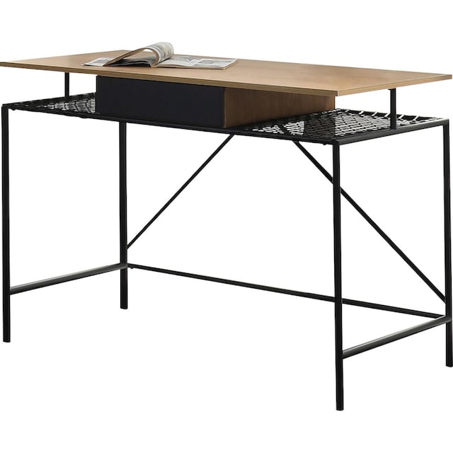 SalesFever Schreibtisch, Ablagefläche aus Metallrahmen und Polyrattan in  Geflechtoptik versandkostenfrei auf