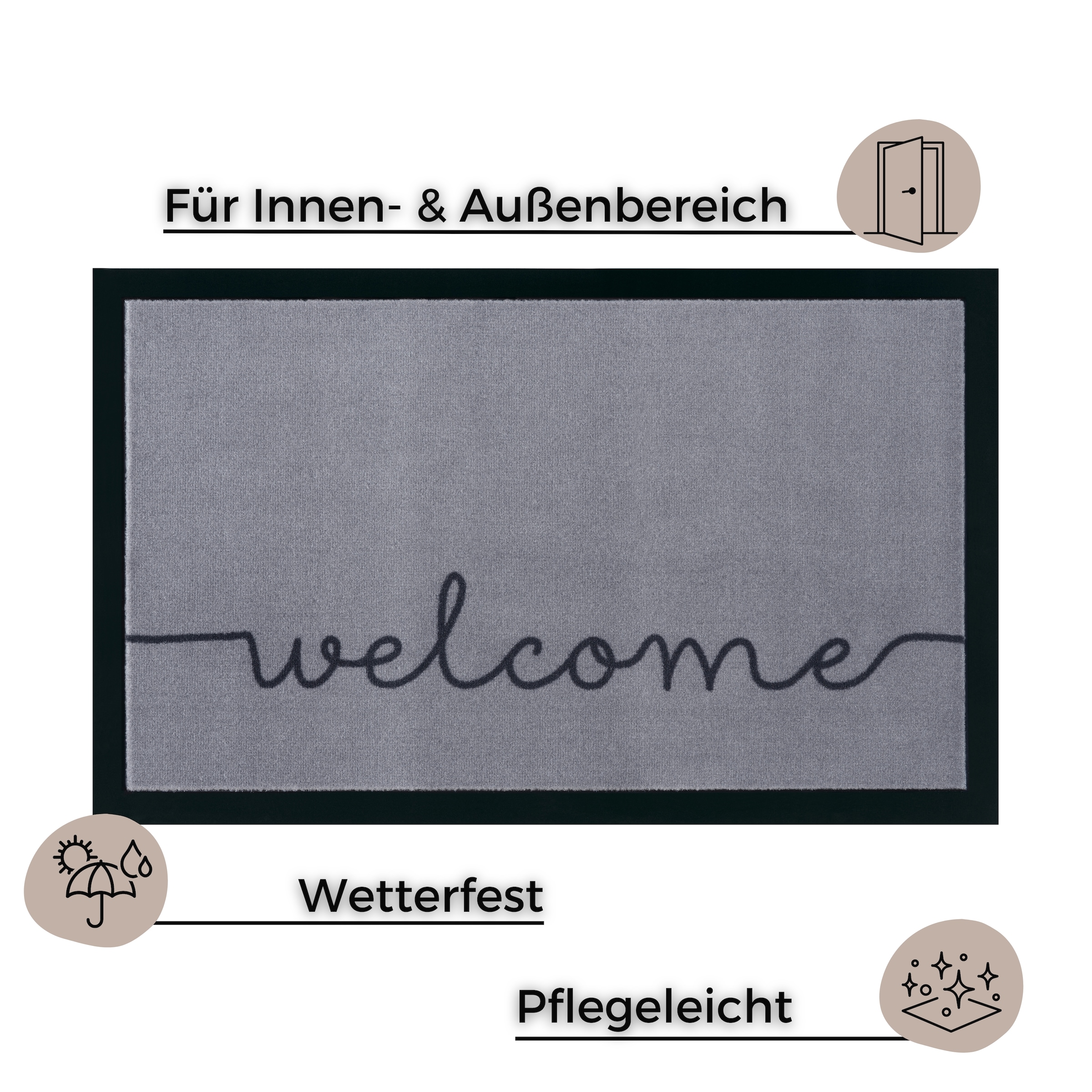 HANSE Home Fussmatte »Cozy Welcome, Türmatte«, rechteckig, 5 mm Höhe, Waschbar, Schmutzfangmatte, Outdoor, Innen, Rutschfest, Wetterfest