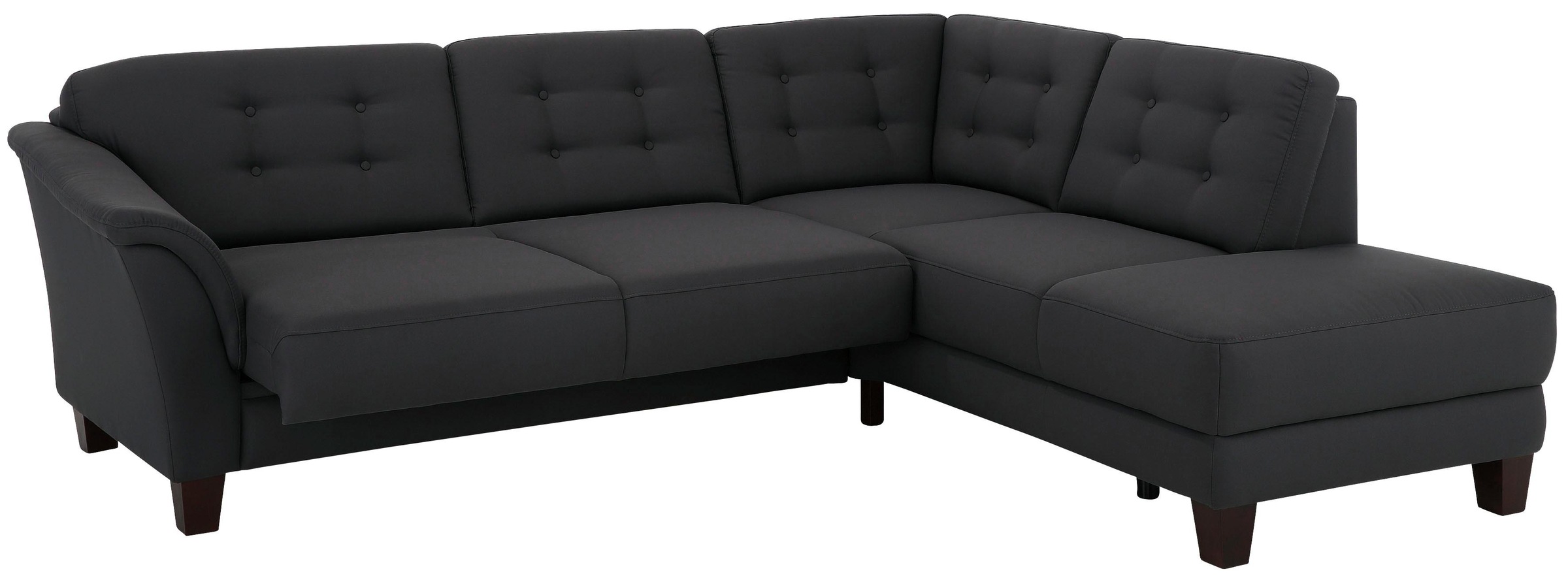 Home affaire Ecksofa »Trondheim L-Form« mit Federkern und Knopfheftung im Rücken, Füsse Buche dunkel