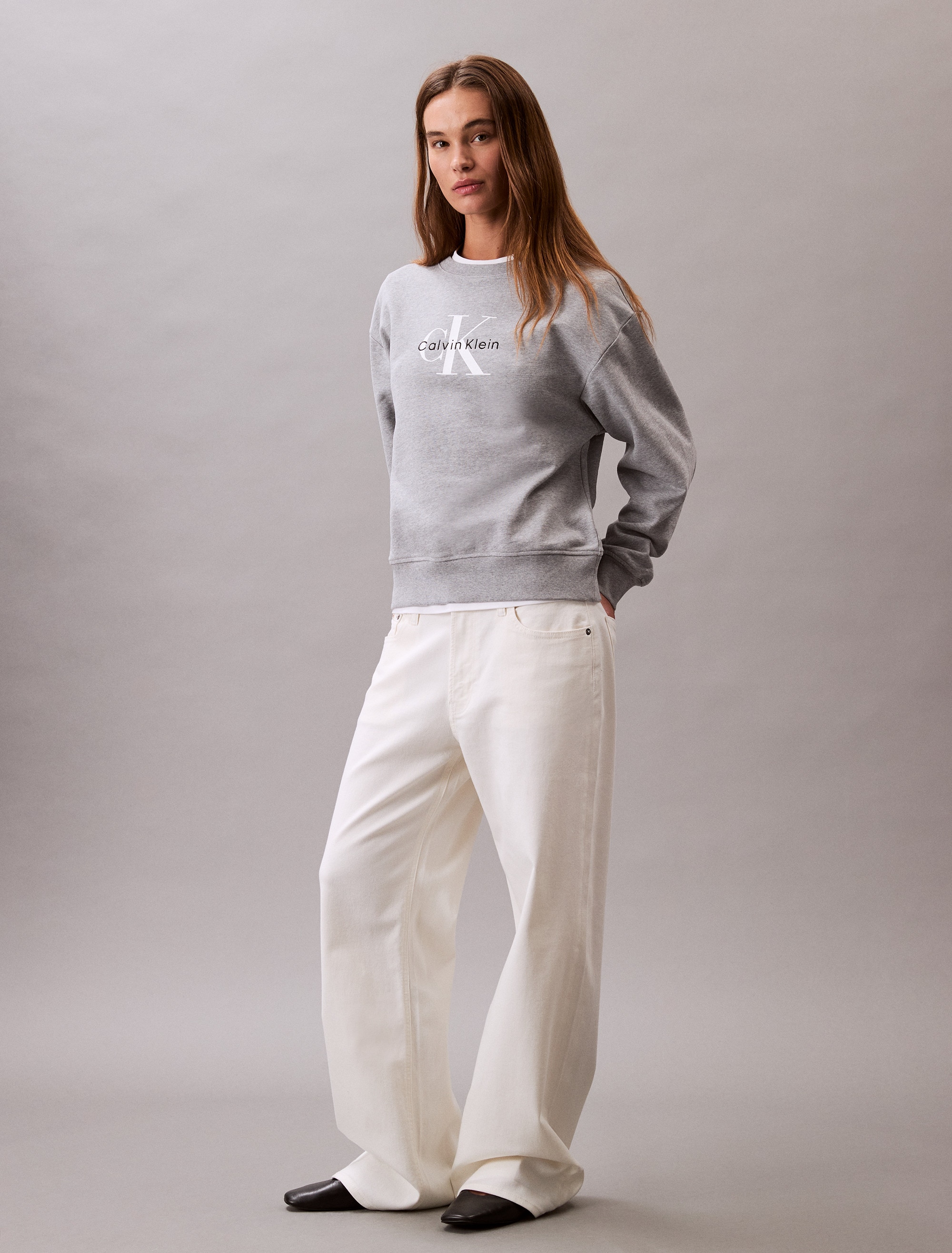 Calvin Klein Jeans Sweatshirt »LS MONOLOGO FRENCH TERRY RLXD CR«, , Logoschriftzug
