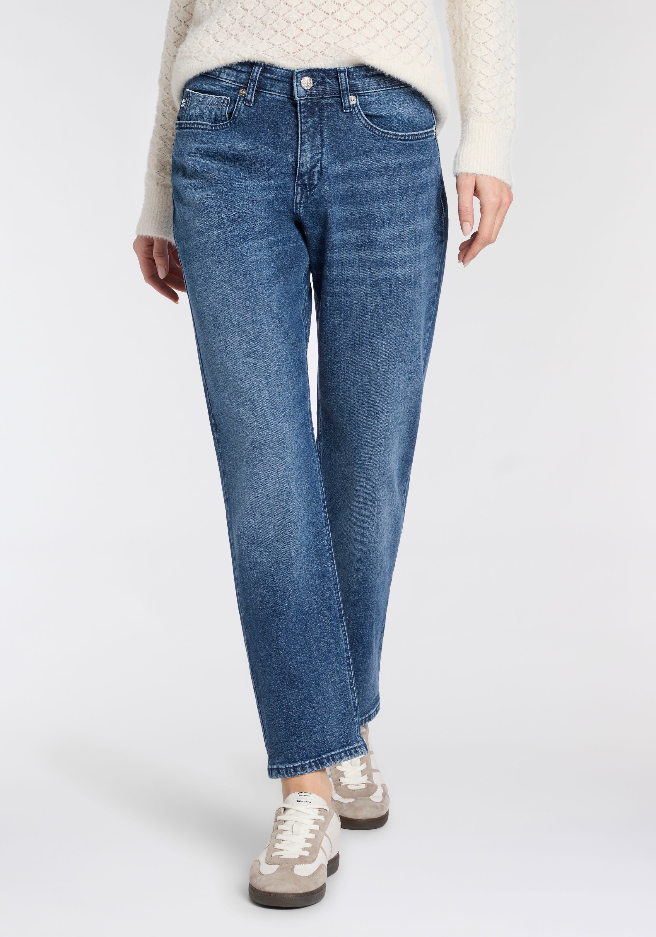 Image of MAC 5-Pocket-Jeans "STRAIGHT rabbit" Plakativer Druck auf der Gesässtasche