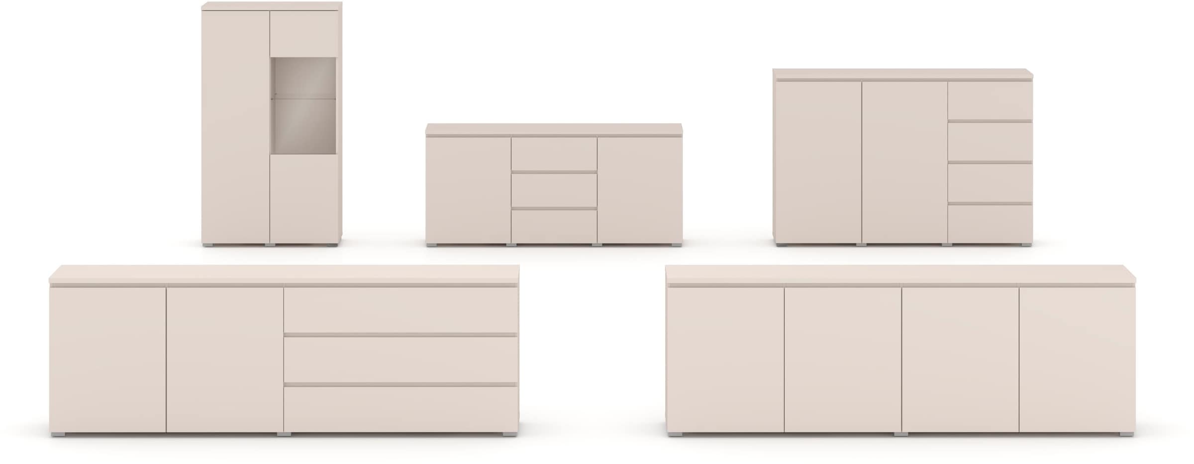 GOODproduct Buffet »Modo, Breite 200 cm, moderne grifflose Kommode 2Türen/3 SK« Schubladenkommode mit viel Stauraum, Einlegeböden verstellbar