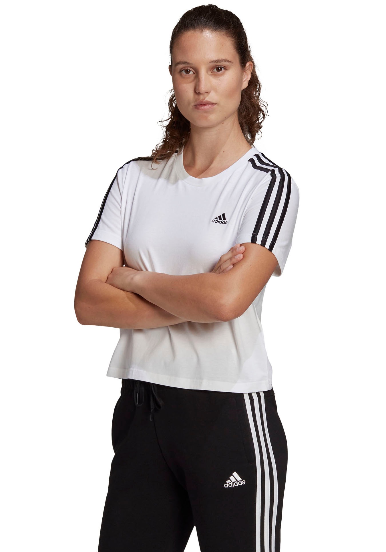 Image of adidas Performance T-Shirt »ESSENTIALS LOOSE 3-STREIFEN CROPPED« bei Ackermann Versand Schweiz