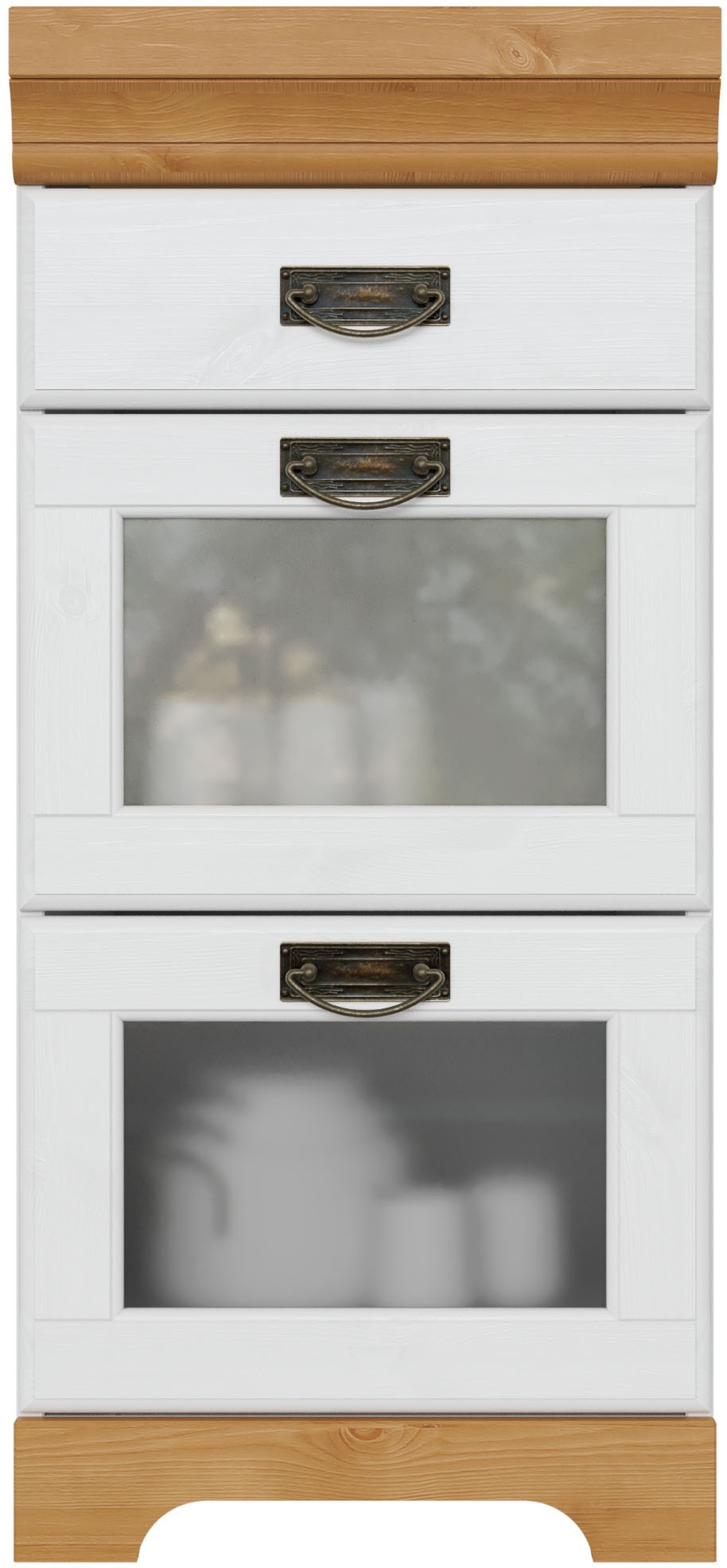 Image of GOODproduct Unterschrank "Rügen" Breite 40 cm, FSC zertifiziert, Schubkästen mit Glaseinsatz