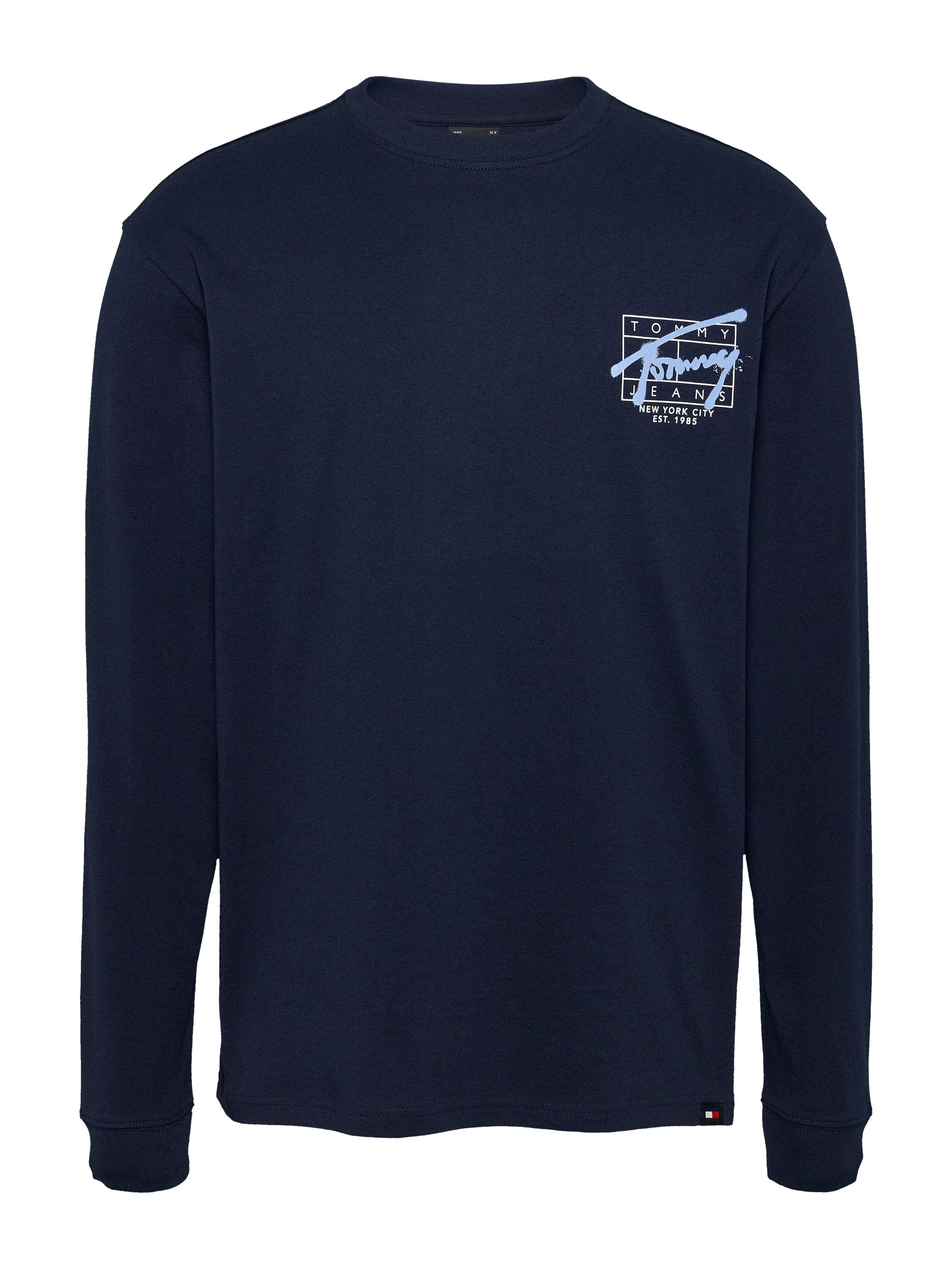 Tommy Jeans Plus Longsleeve »TJM REG SPRAY TEE LS EXT«, Grosse Grössen, mit grossem Print auf dem Rücken