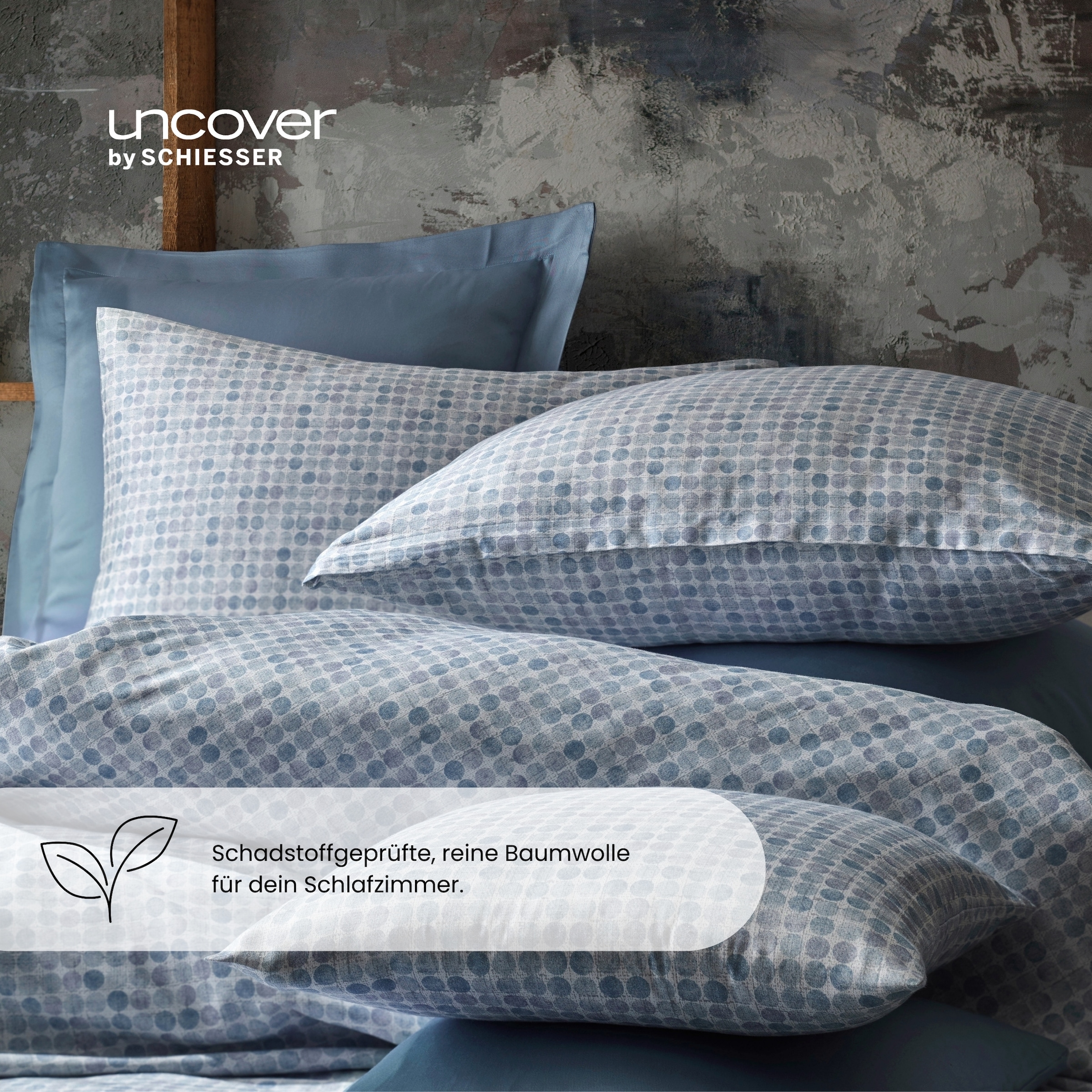 uncover by SCHIESSER Linge de lit »Punto aus edlem Baumwollsatin, 135x200cm + 80x80cm« 2 cuis Made in Green