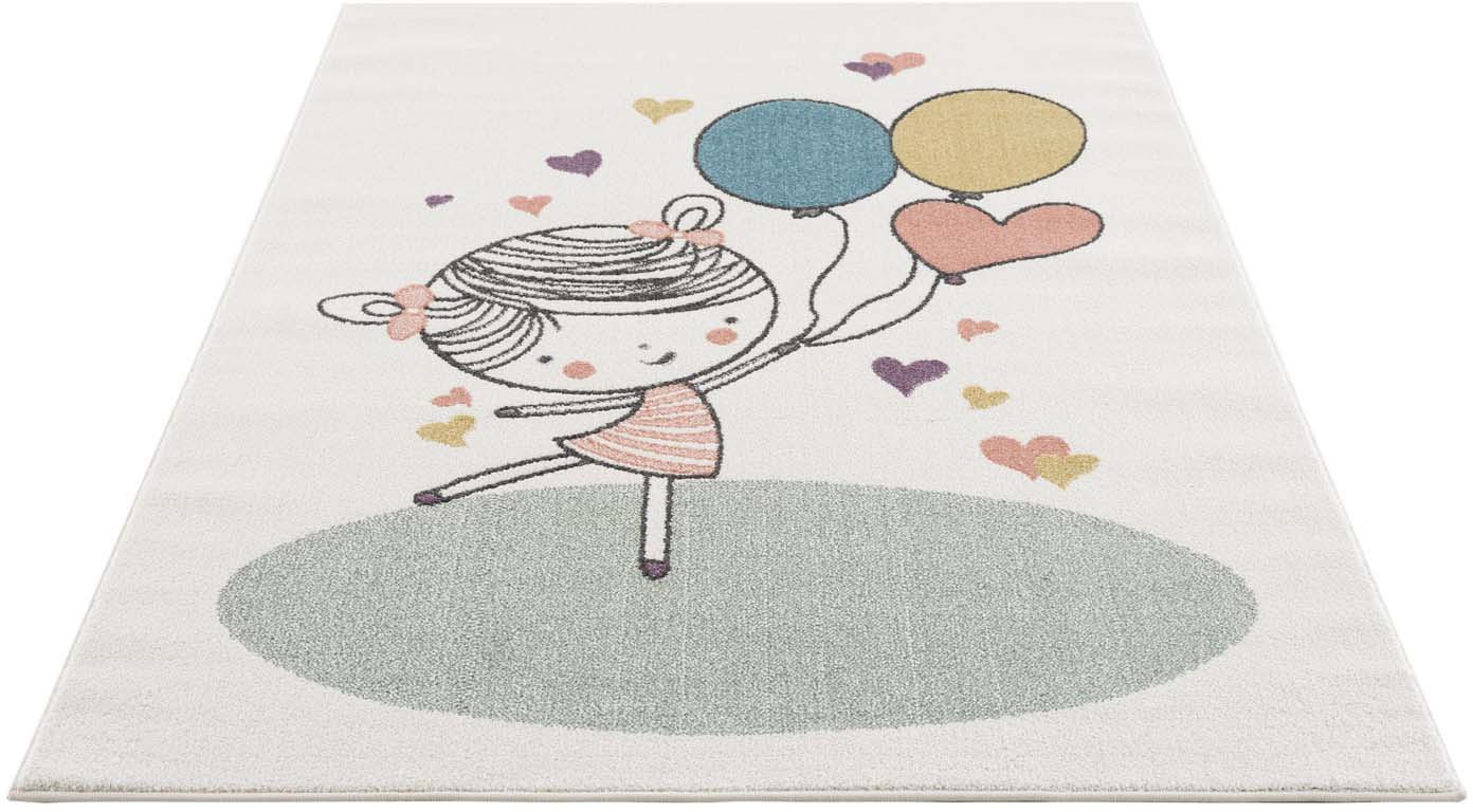 Image of Carpet City Kinderteppich »Anime9393«, rechteckig, 11 mm Höhe, Spielteppich, Mädchen, Herzen, Ballon, Weicher Flor, Pflegeleicht, Kinderzimmer bei Ackermann Versand Schweiz