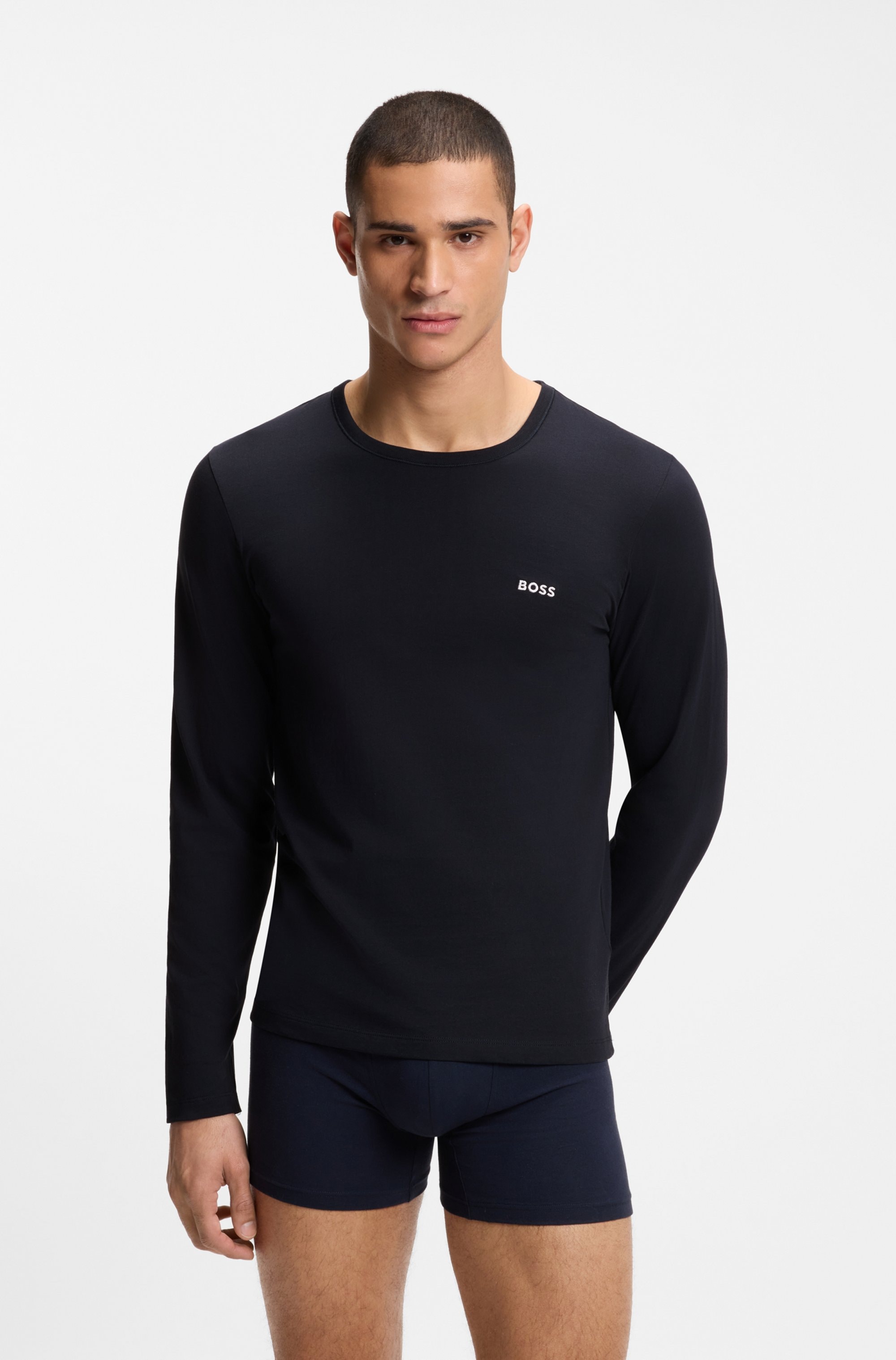 BOSS Langarmshirt »longsleeve-Shirt R-Neck Classic COTTON 3pcs/pack« 3 Stk. mit BOSS Logo-Schriftzug