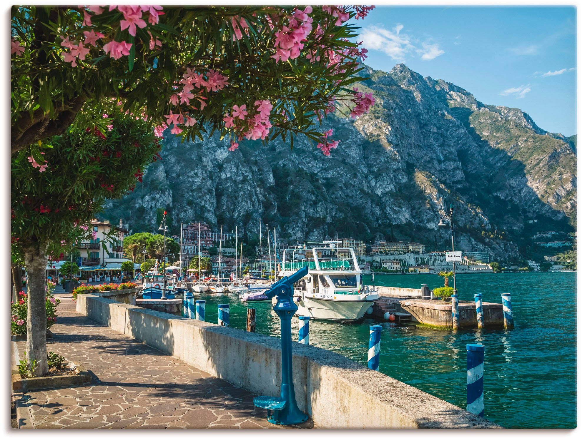 Image of Artland Leinwandbild "Gardasee Hafen Limone sul Garda I" Europa 1 Stk. tlg. auf Holzrahmen gespannt