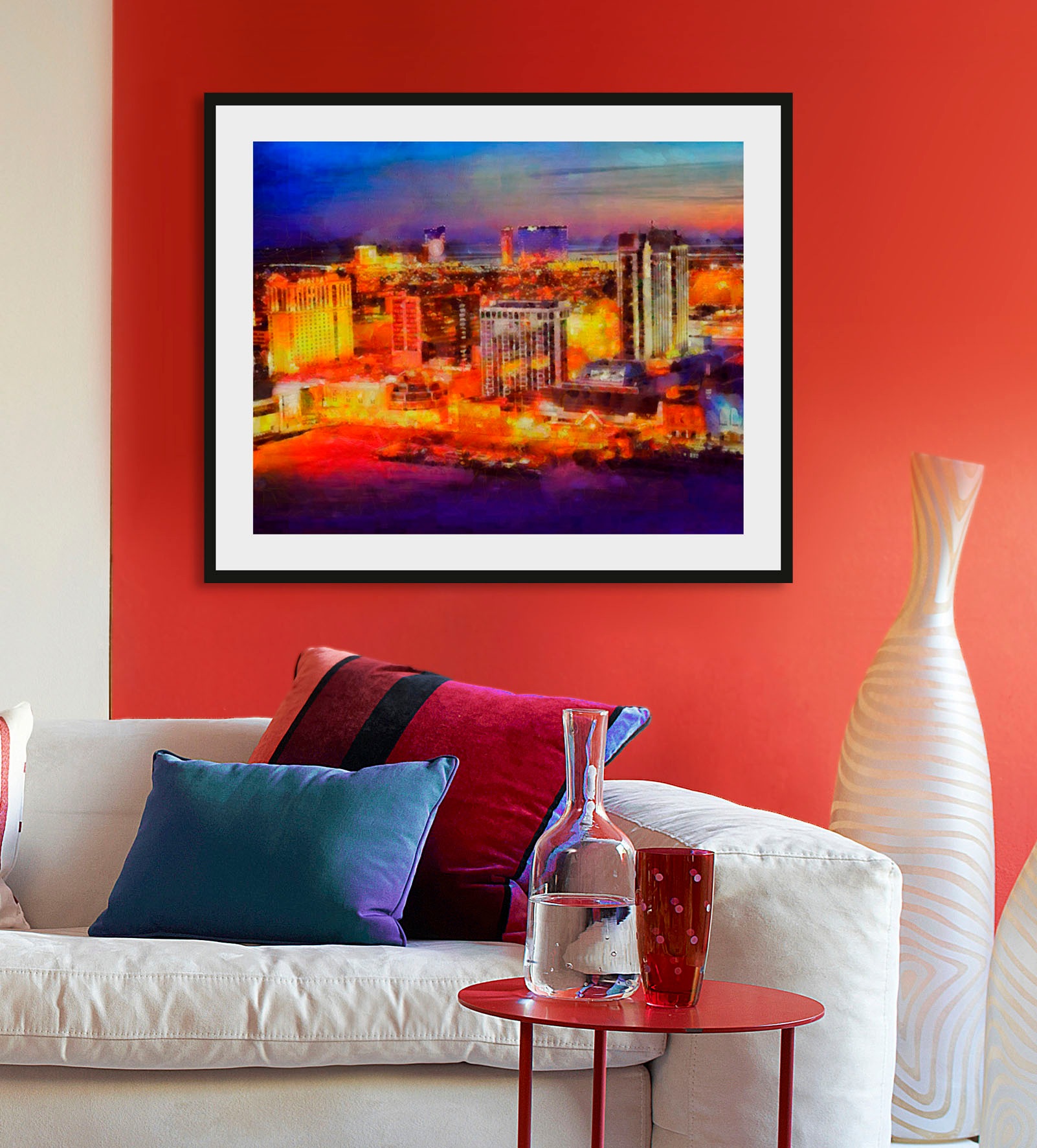 Image of queence Bild "Svenja" Amerika Bilder von Amerika Gebäude Himmel Kunst Stadt Städte 1 Stk. tlg. HD Premium Poster-Druck inkl. Holzrahmen