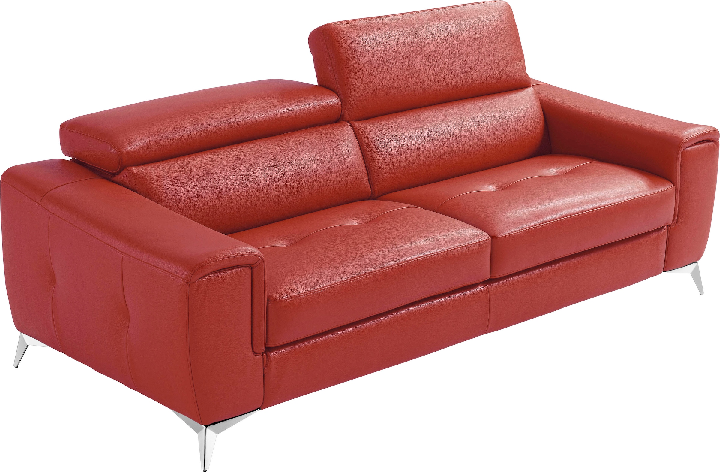Image of Egoitaliano 2,5-Sitzer "Francine, Designsofa, Loungesofa, Breite 213 cm, Fussfarbe chrom" Designfuss, Leder BULL, kirschrot