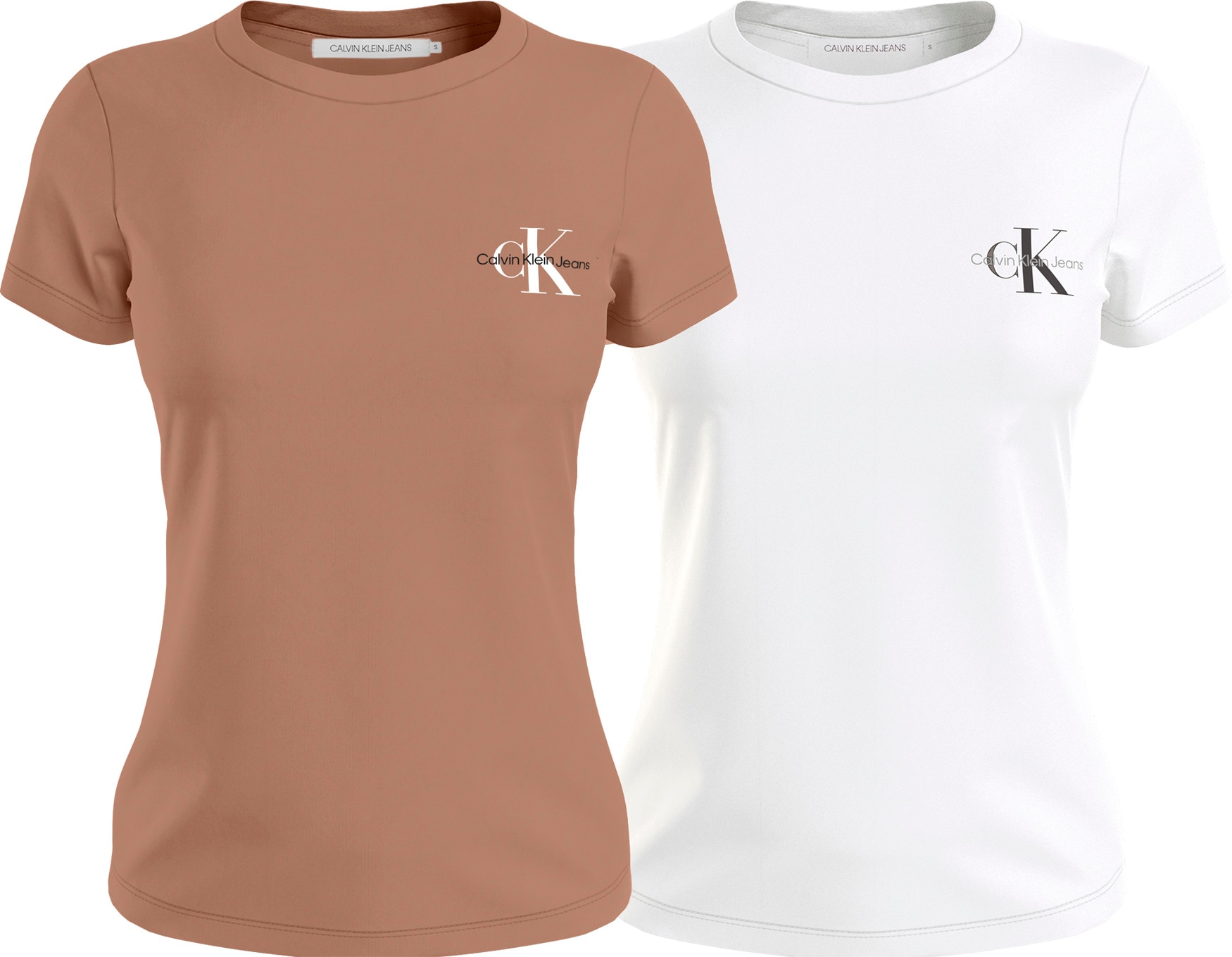 Calvin Klein Jeans T-Shirt »2-PACK MONOLOGO SLIM TEE«, (Packung, 2er-Pack), mit Logodruck