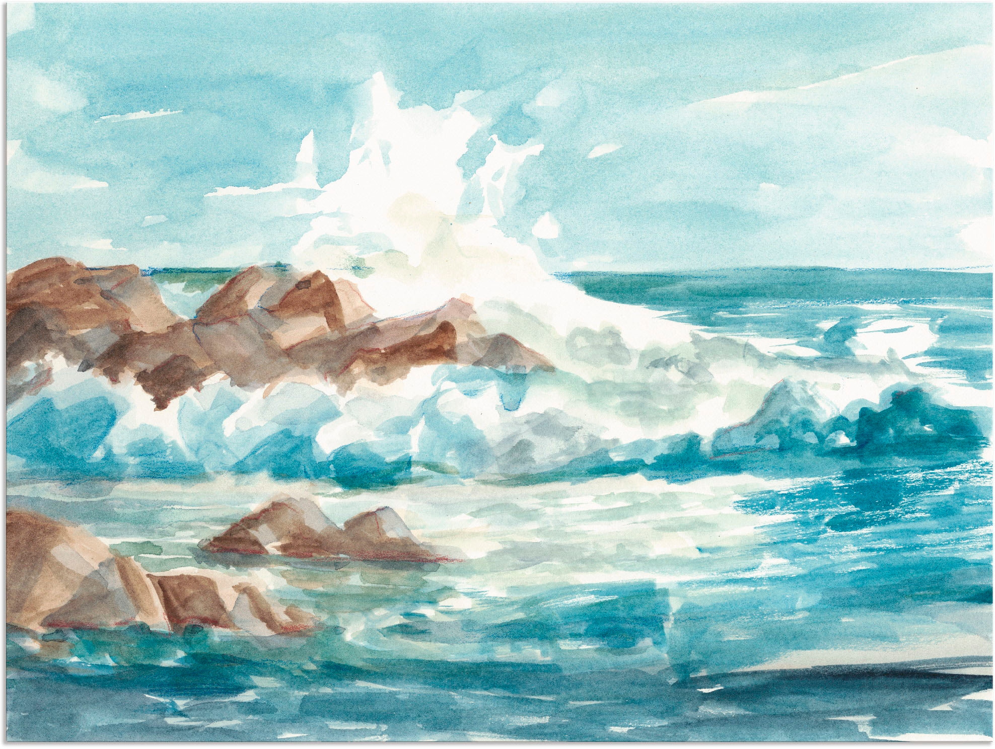Artland Wandbild »Wasserfarben Küste I«, Küste, (1 St.), als Alubild,  Leinwandbild, Wandaufkleber oder Poster in versch. Grössen maintenant