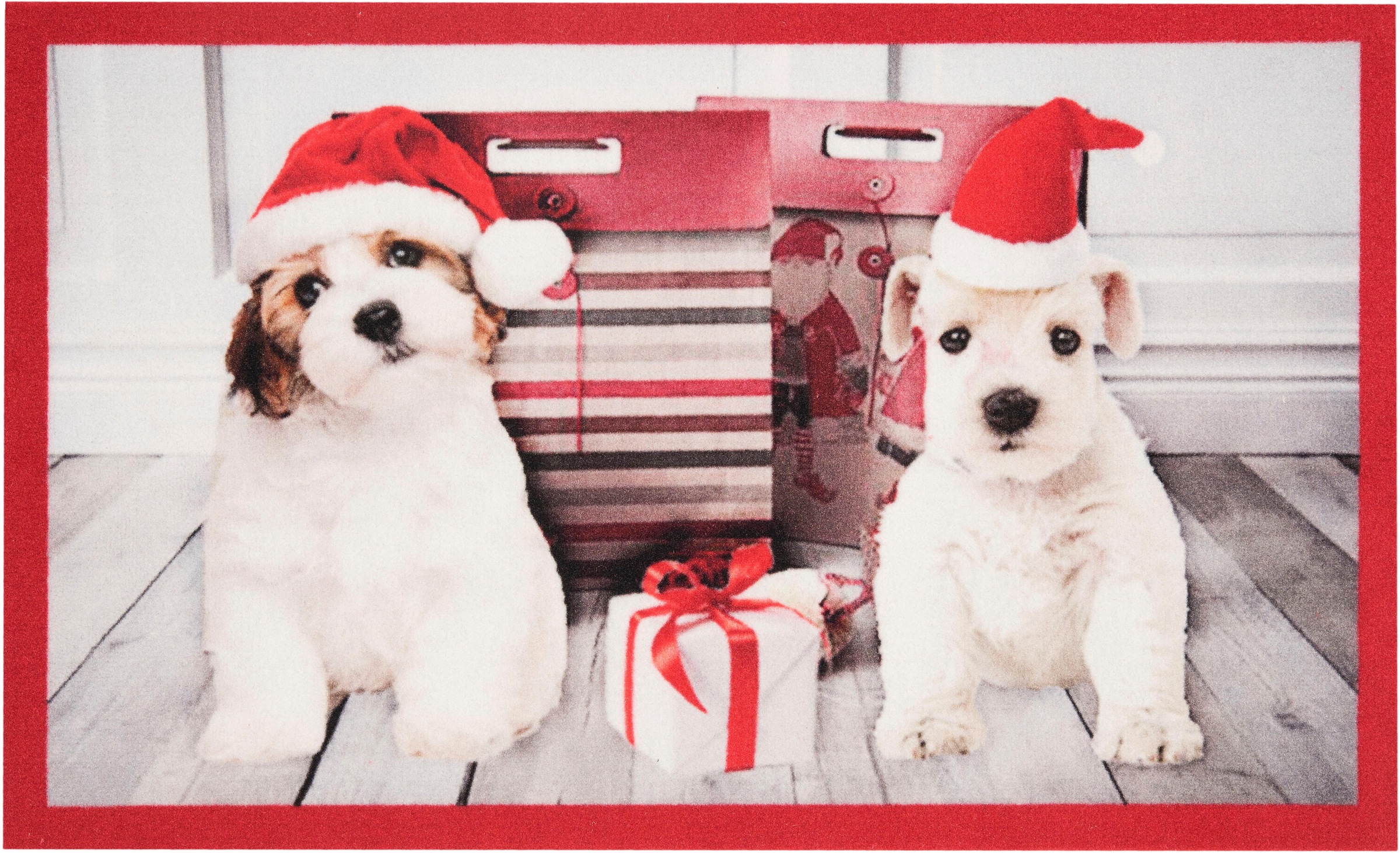 Image of HANSE Home Fussmatte »Christmas Dogs«, rechteckig, 7 mm Höhe, In und Outdoor geeignet, Tier Motiv, Pflegeleicht, Rutschfest, Weihnachten, Waschbar bei Ackermann Versand Schweiz