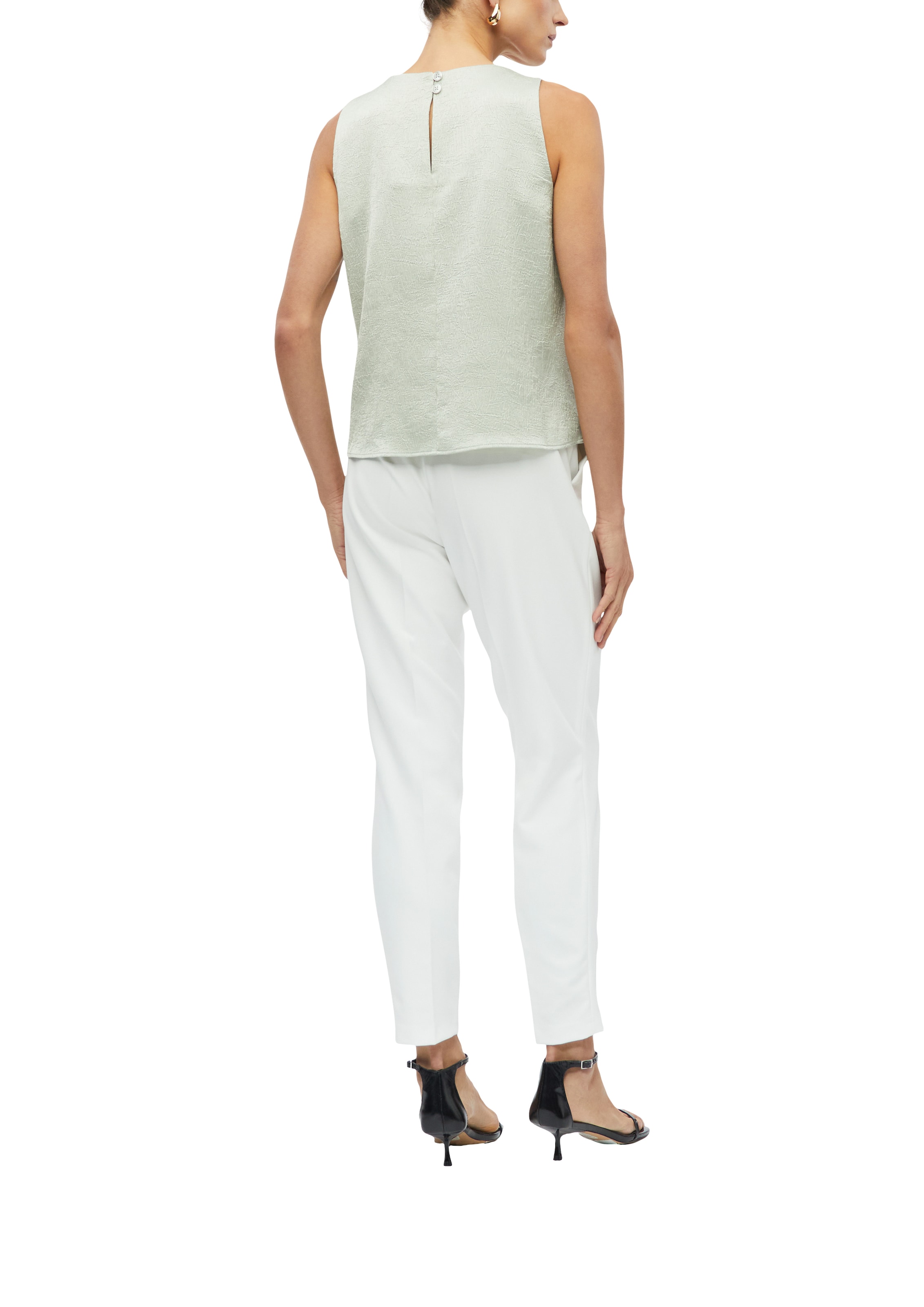 s.Oliver BLACK LABEL Blusentop Sommerbluse / Ärmellos mit feiner glänzender Struktur