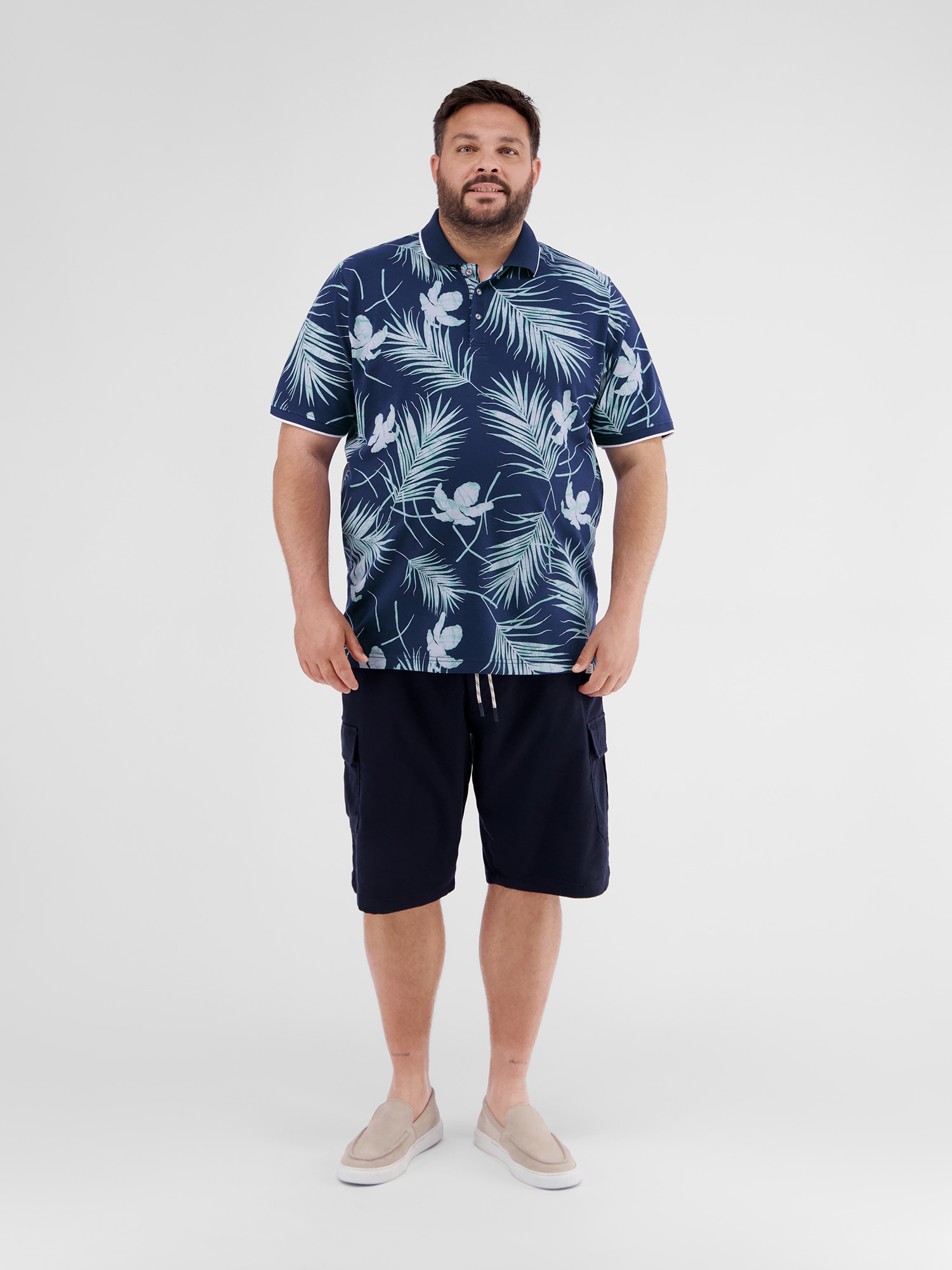 LERROS Polo »Herren-Poloshirt, floral gemustert in Grossen Grössen«