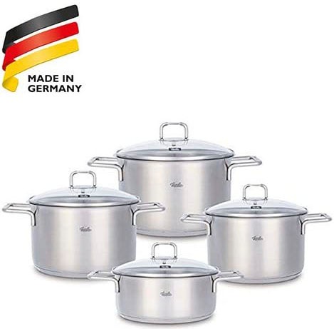 Image of Fissler Topf-Set "Hamburg" Set, je 1 Kochtopf Ø 16, 20, 24 cm, 1 Bratentopf Ø 20 cm, mit Deckel, 4 Stk. tlg. Edelstahl 18/10