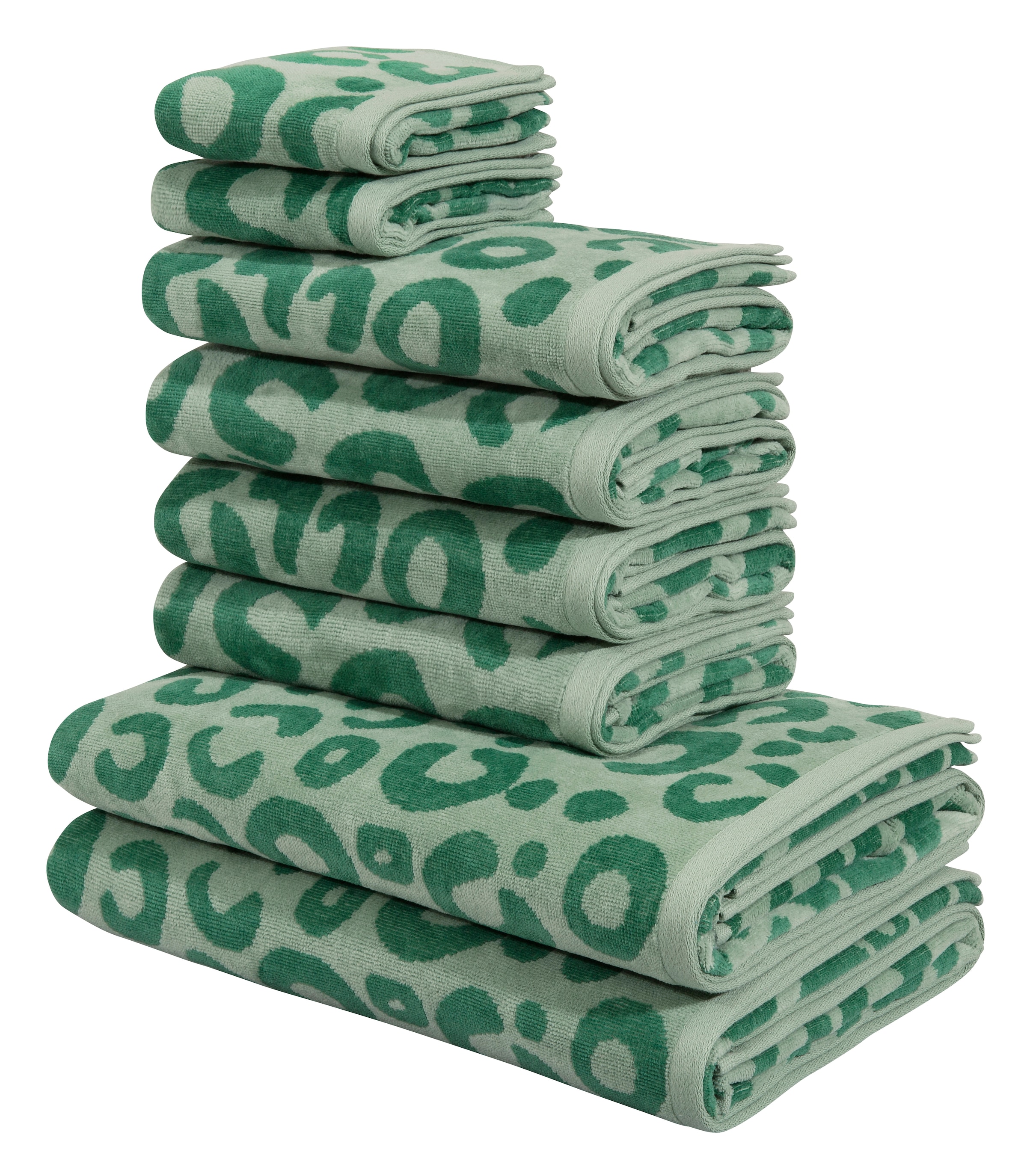 GOODproduct Set de serviettes »Anna Leopardenmuster, 8-tlg Handtuch-Set, 100% Baumwolle« Ensemble 8 pièces Velours en frottier Duschtücher, Handtücher und Gästetücher, weich, modern, Animal Print
